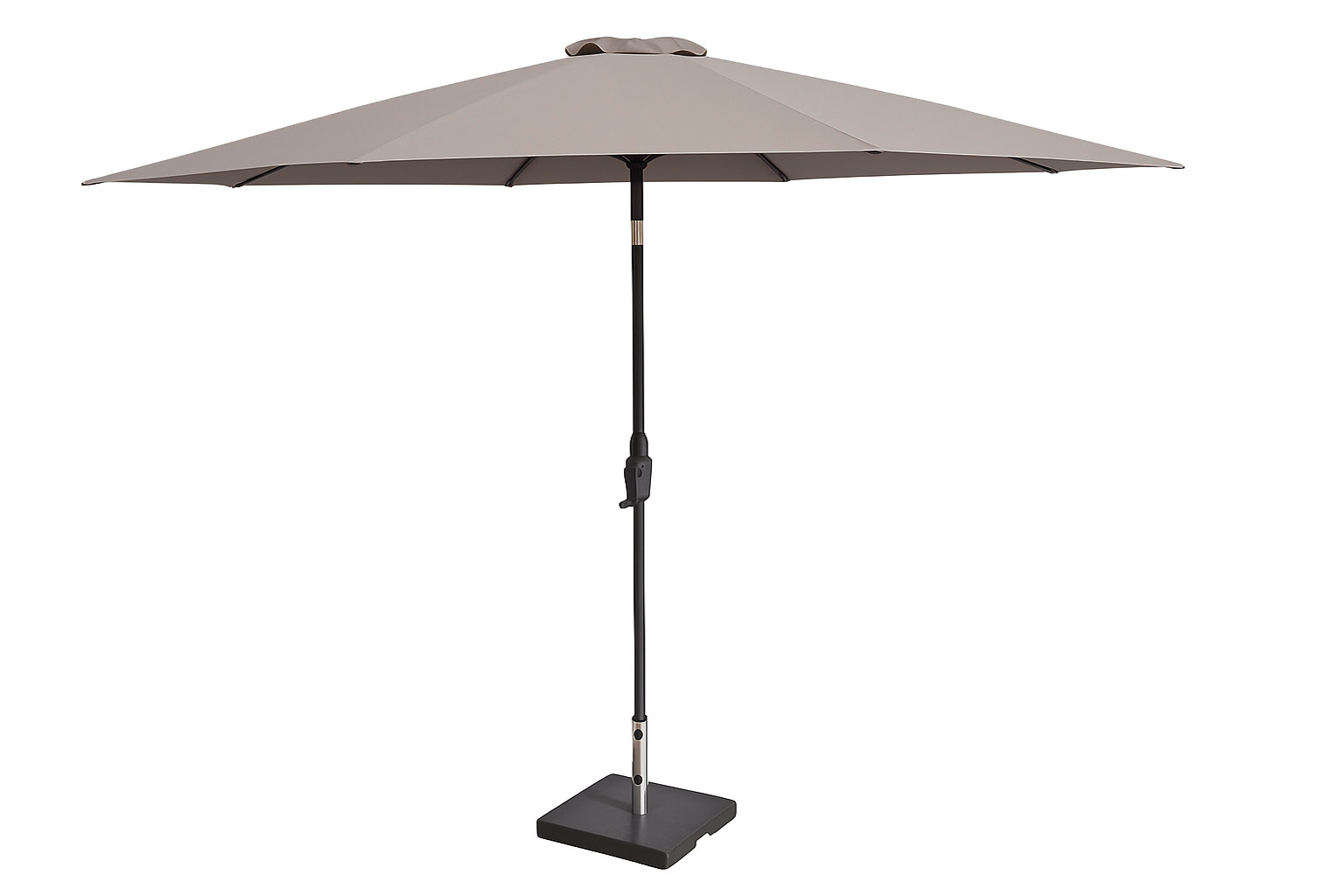 Curve Airflow hageparasoll med tilt D300cm Glassfiber ribs Mørk Taupe duk Koks ramme