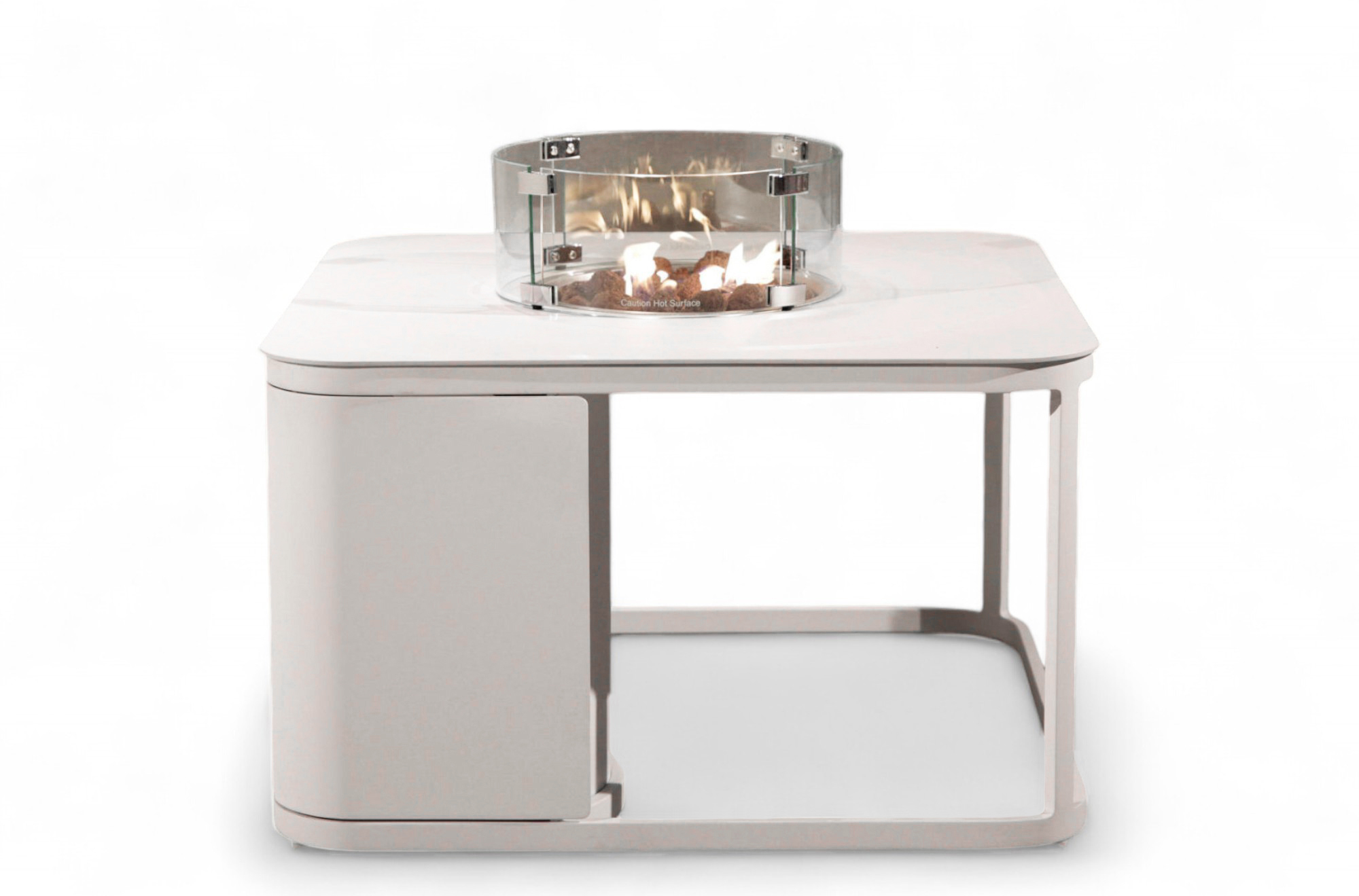 Lun Kvadratisk Peisbord 85 x 85 x H50cm med Hvit Ramme