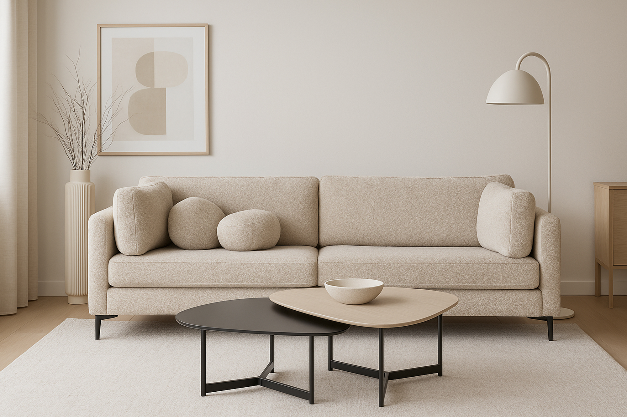 Pia 3 seter sofa 235x98 Himalaya Elfenben
