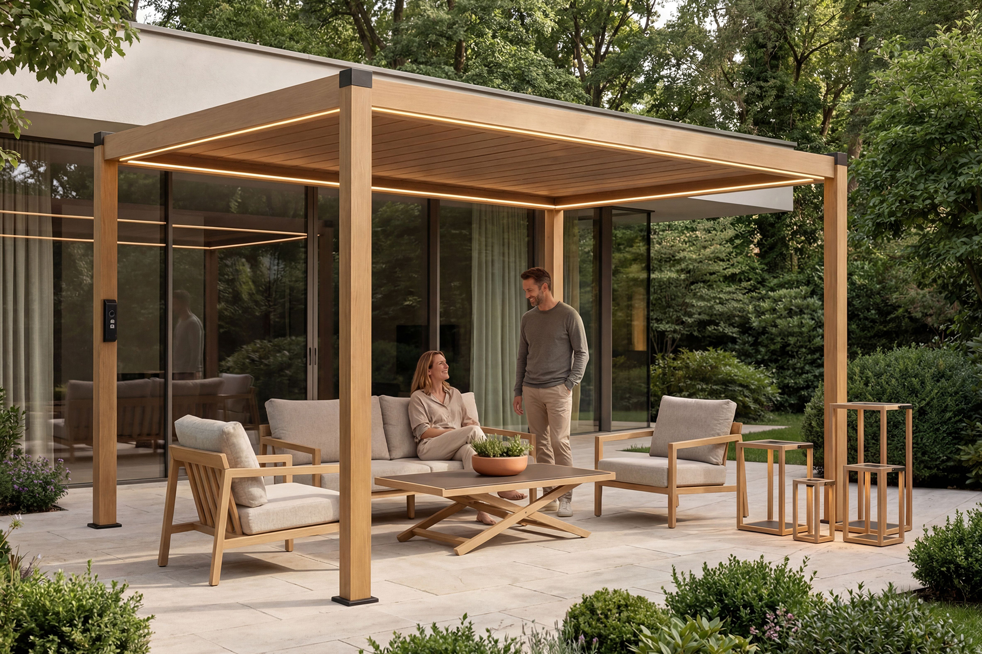 Tord 2pk.solselle LED Lykt sett Teak OakShield aluminium