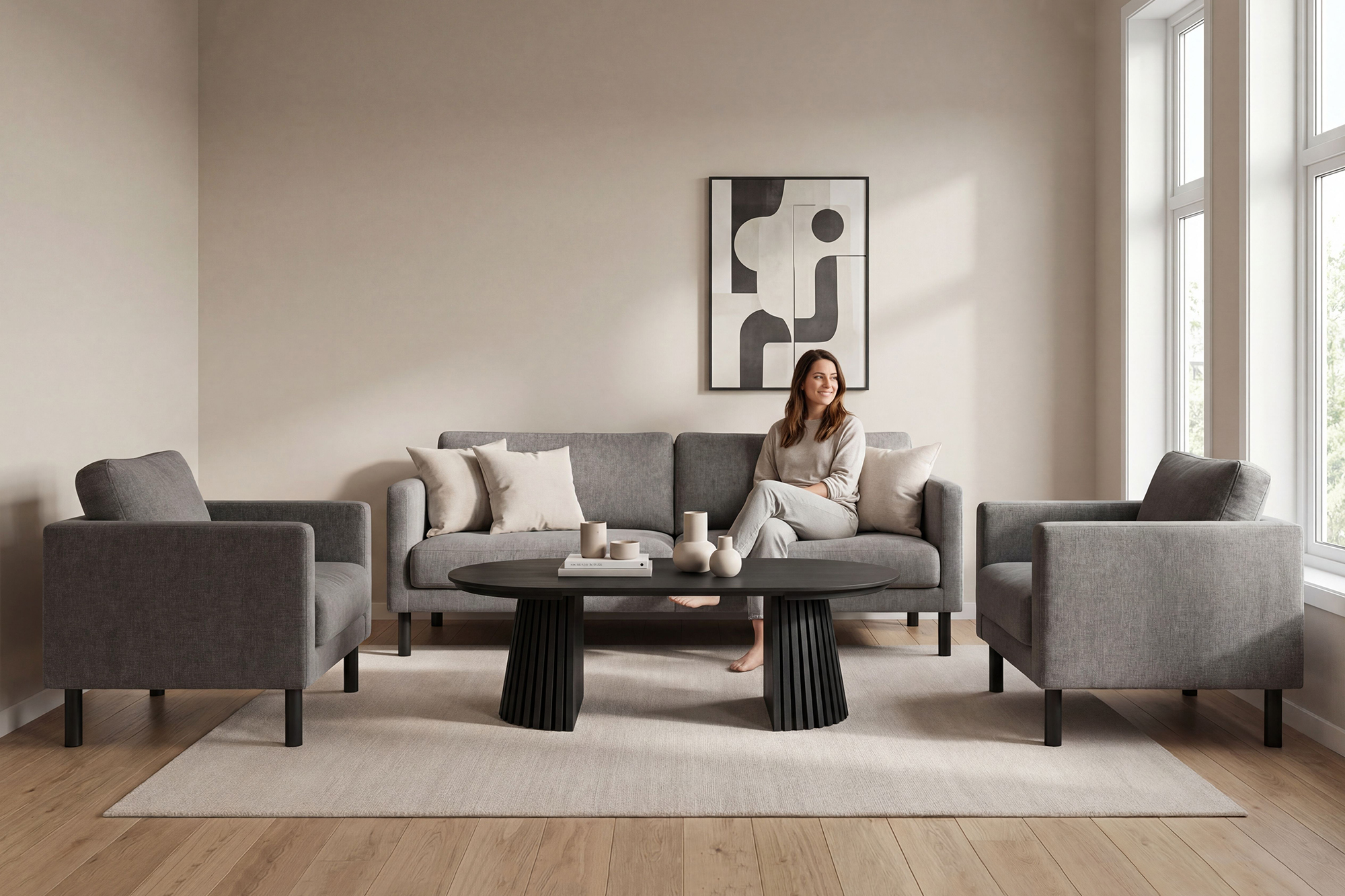 Olivia Rundt Uttrekk Loungebord D80-140xH45
