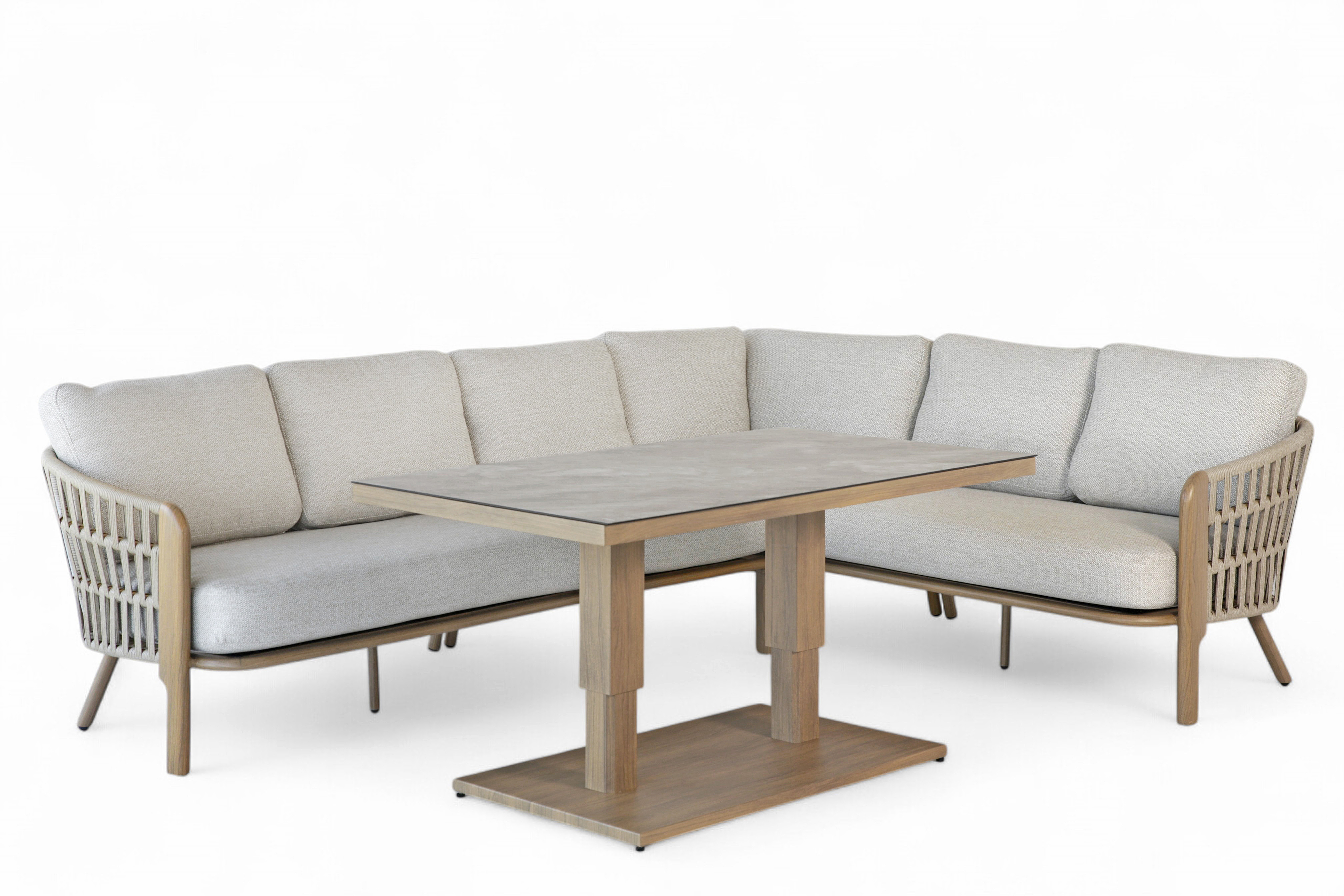 Signe vendbar hjørnesofa m hevesenke bord