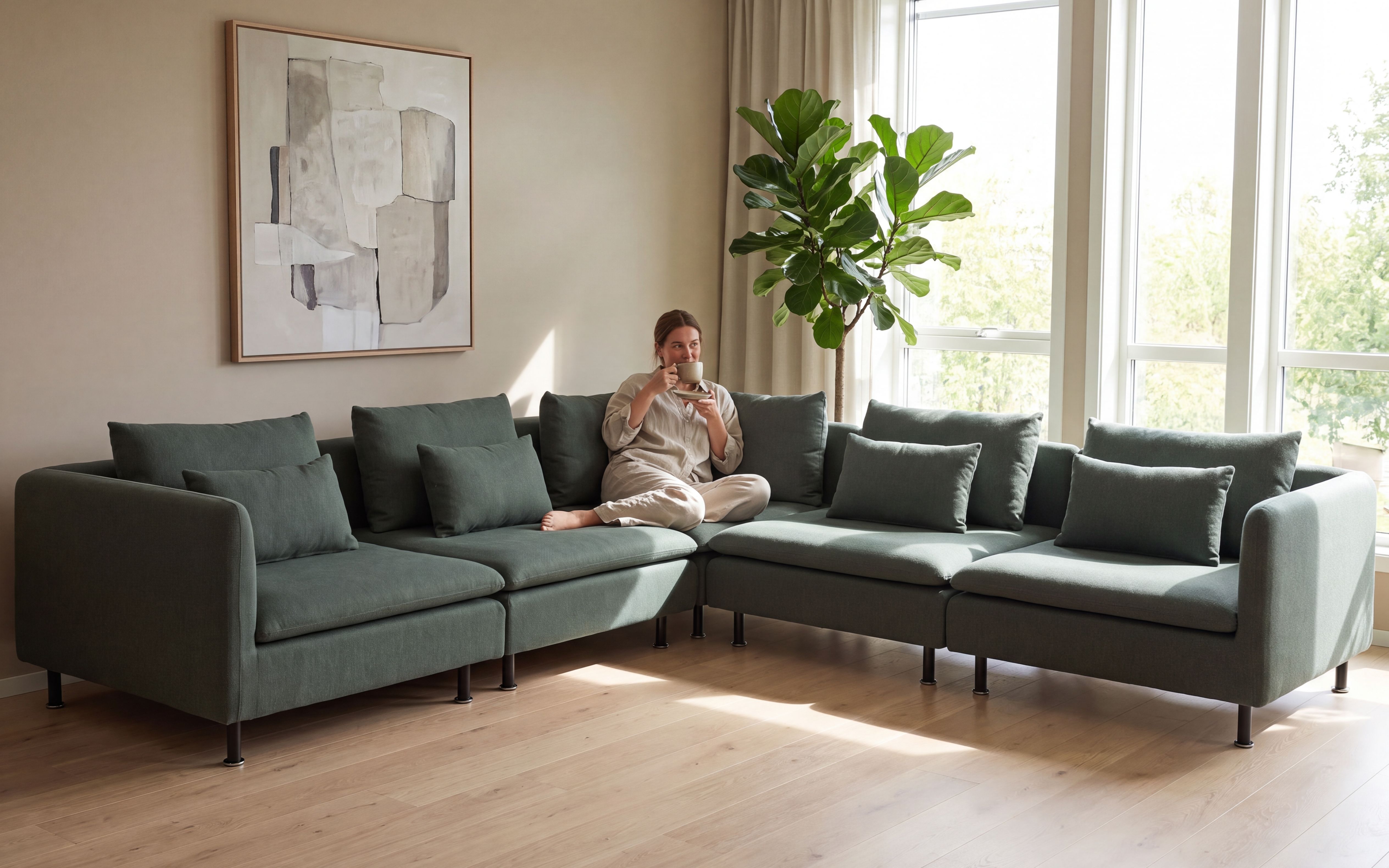 Alma Hjørnesofa grønn 289x289 - bilde 1