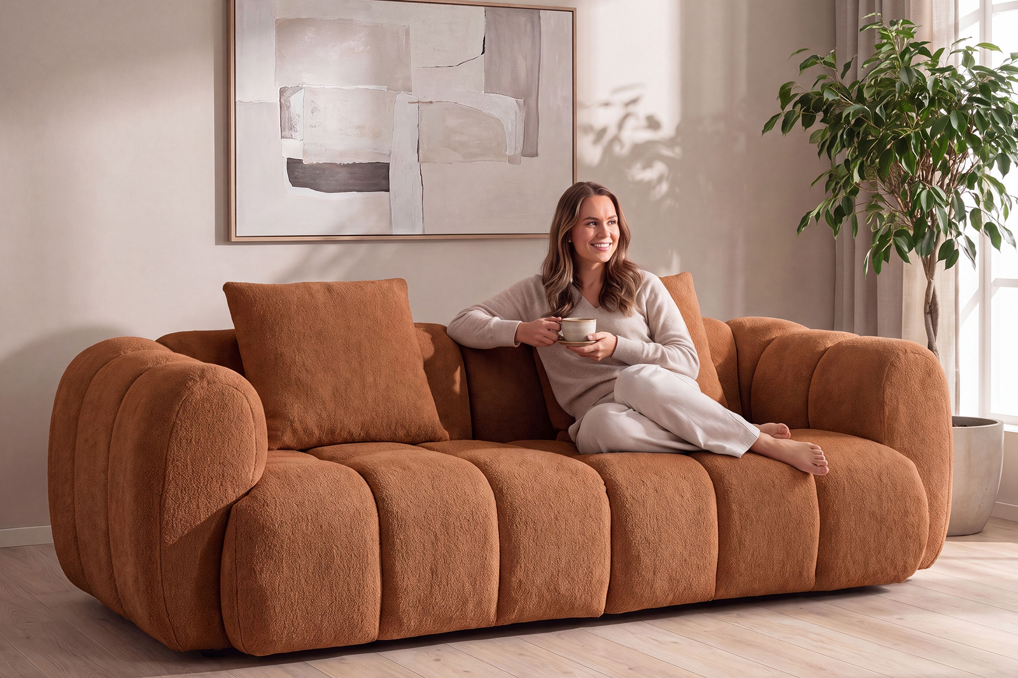 Bliss 3 seter sofa Kobber miniatyr 8