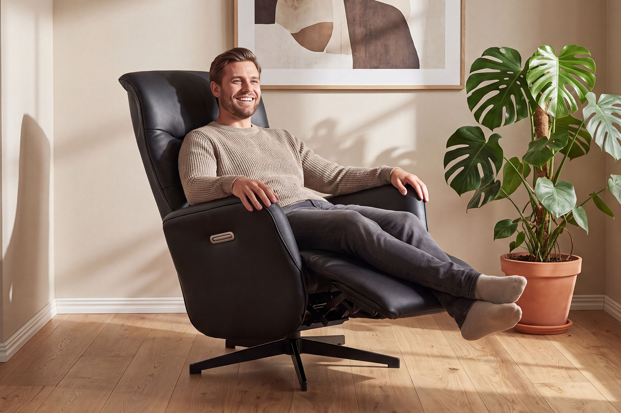 Halvor Recliner Elektrisk Soleda Sort - bilde 1