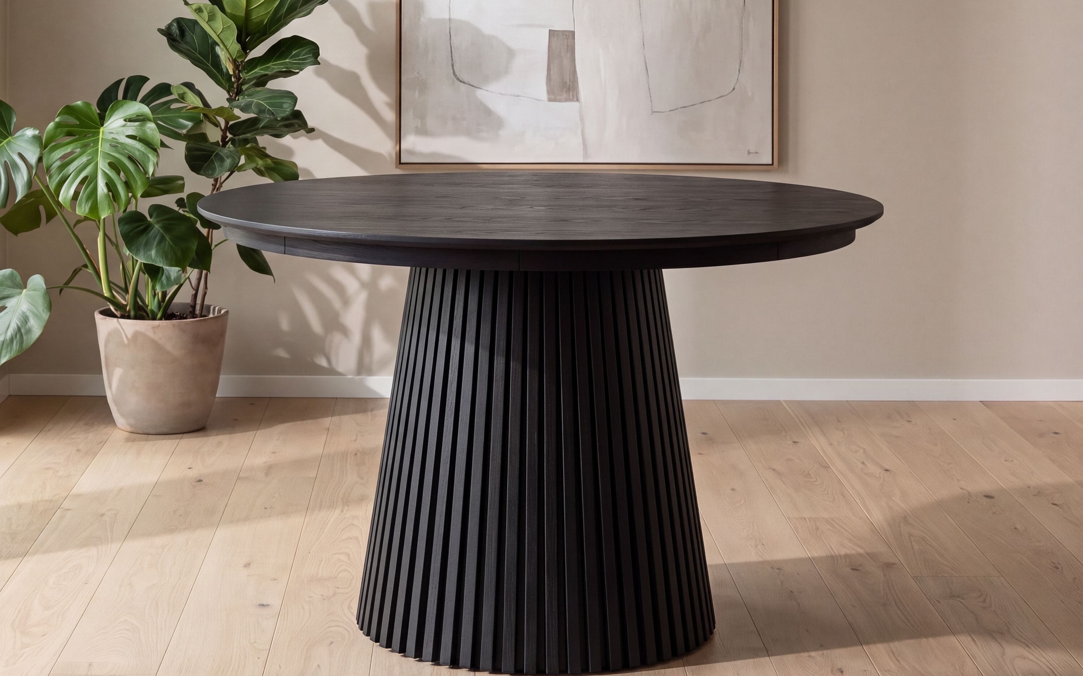 Olivia Rundt Uttrekk Spisebord Dia120-280 x H75cm Sort