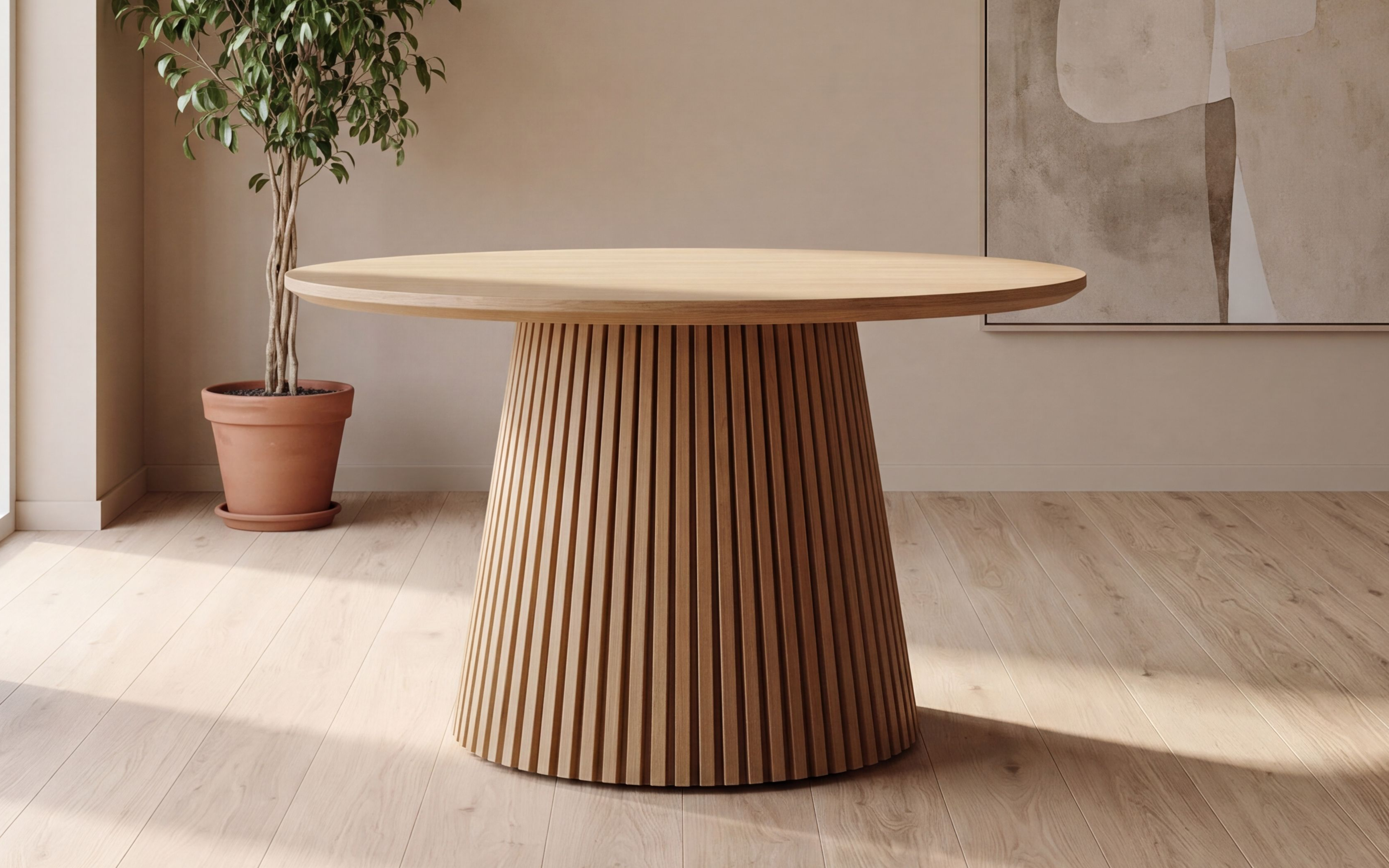 Olivia Rundt Uttrekk Spisebord Dia135-400 x H75cm Natur