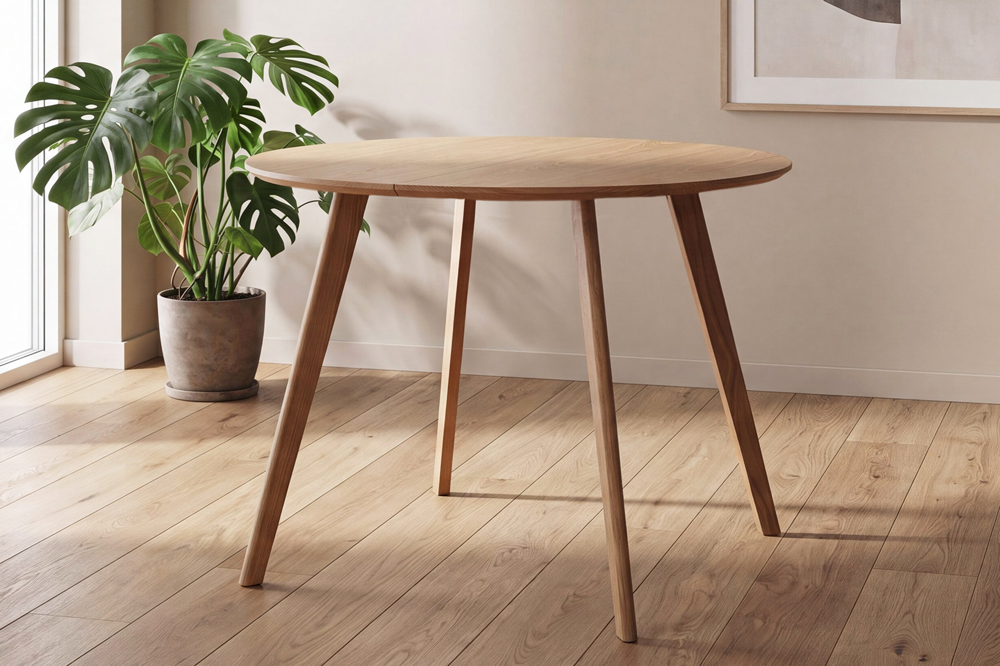 Linnea Rundt Uttrekk Spisebord Dia100-180 x H76cm Natur