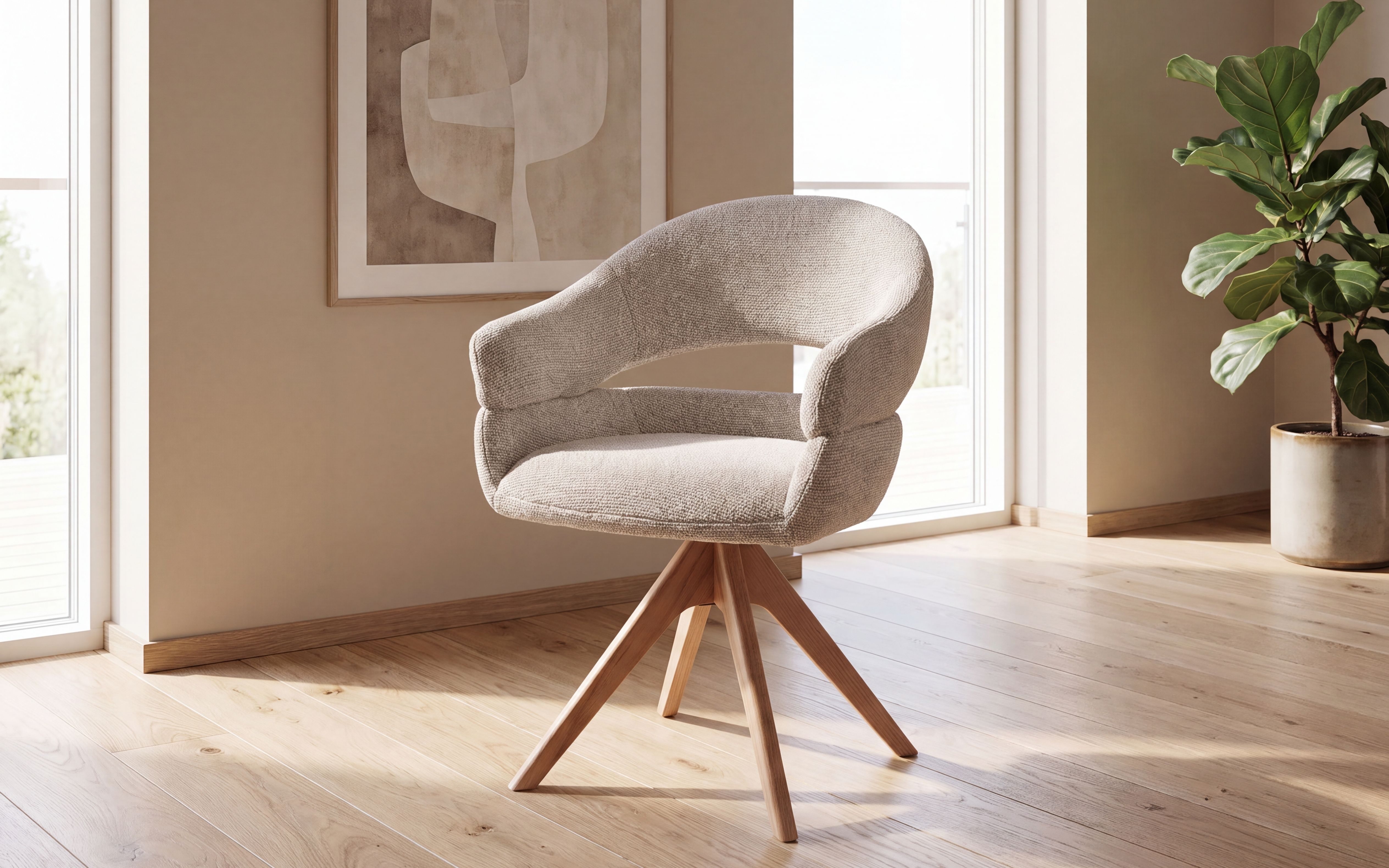 Vera Spisestol Beige Med Natur Bein