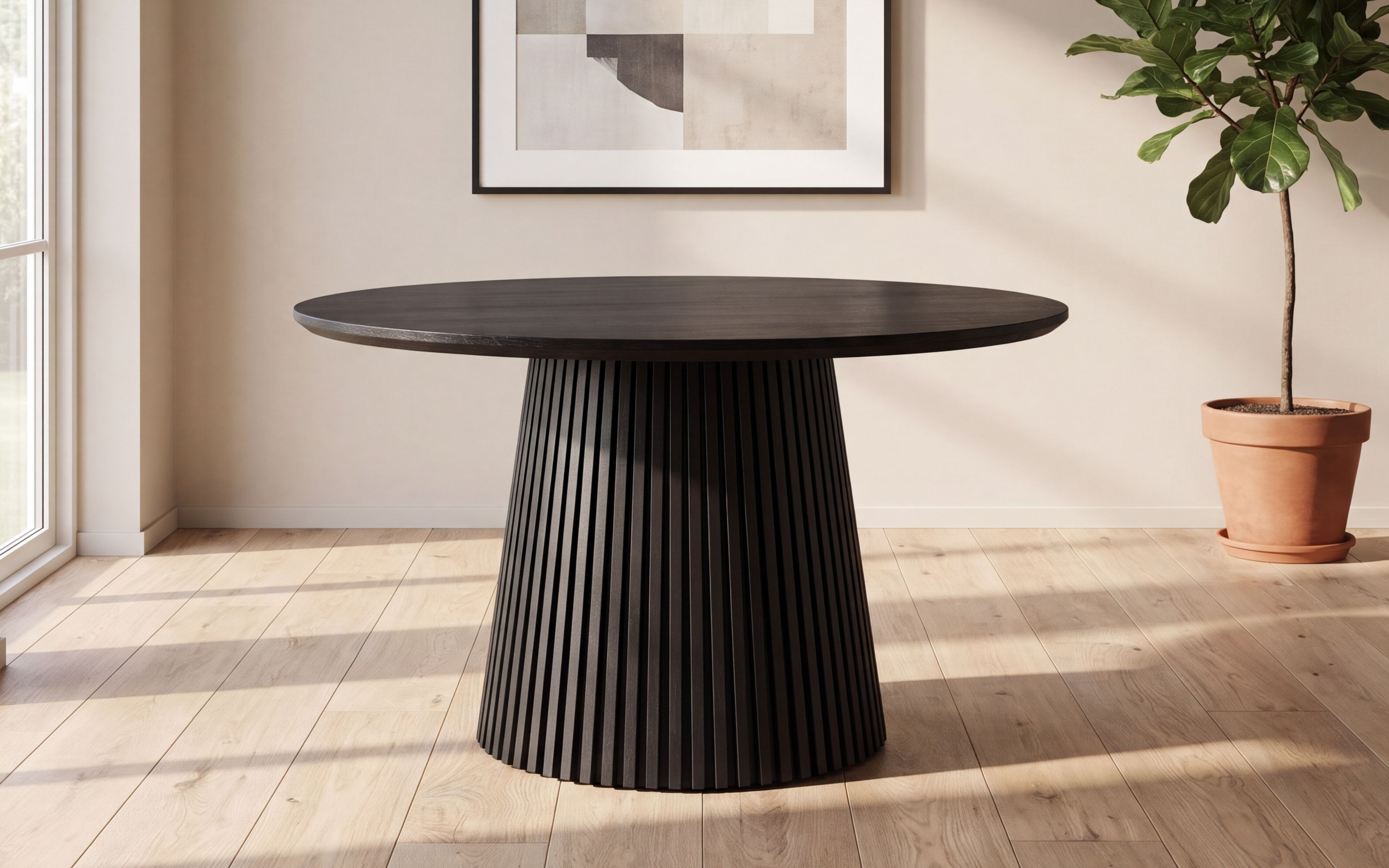 Olivia Rundt Uttrekk Spisebord Dia135-400 x H75cm Sort