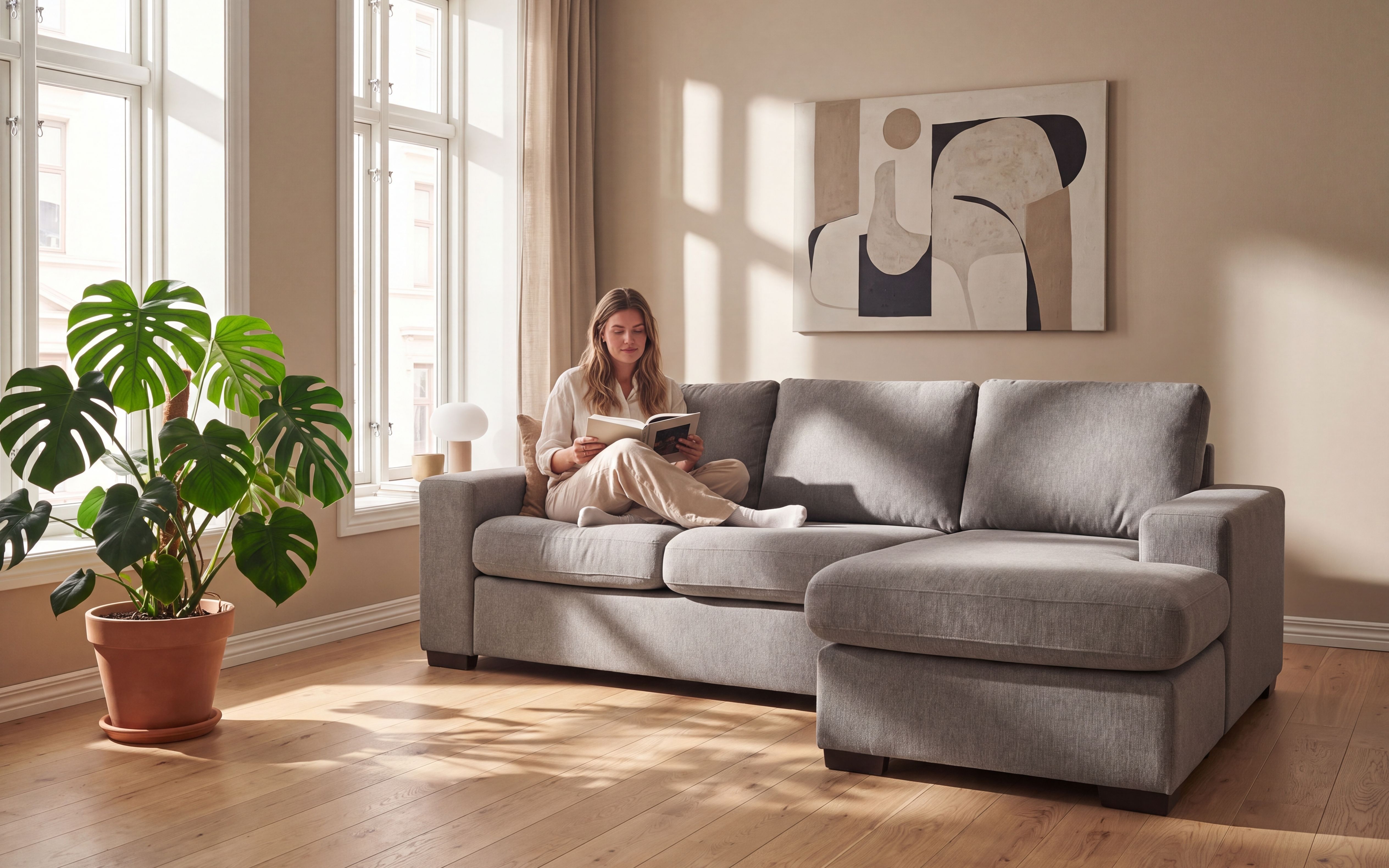 Narve 3 seter med vendbar divan 220x85