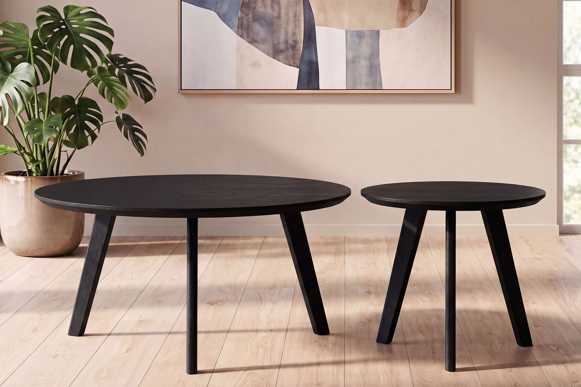 Sander Loungebord Sett D80 og D50cm Sort
