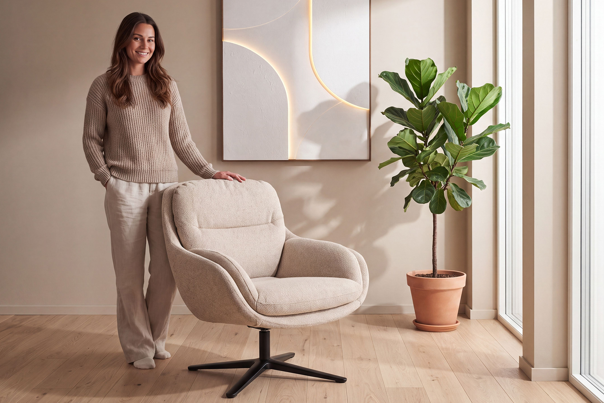 Levi Hvlestol Med Sving Beige