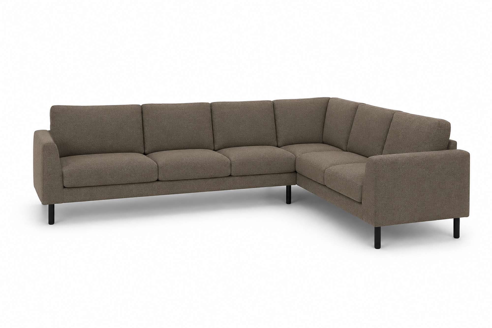 Frida Hjørnesofa 3+2 Brun, Sorte metall bein miniatyr 2