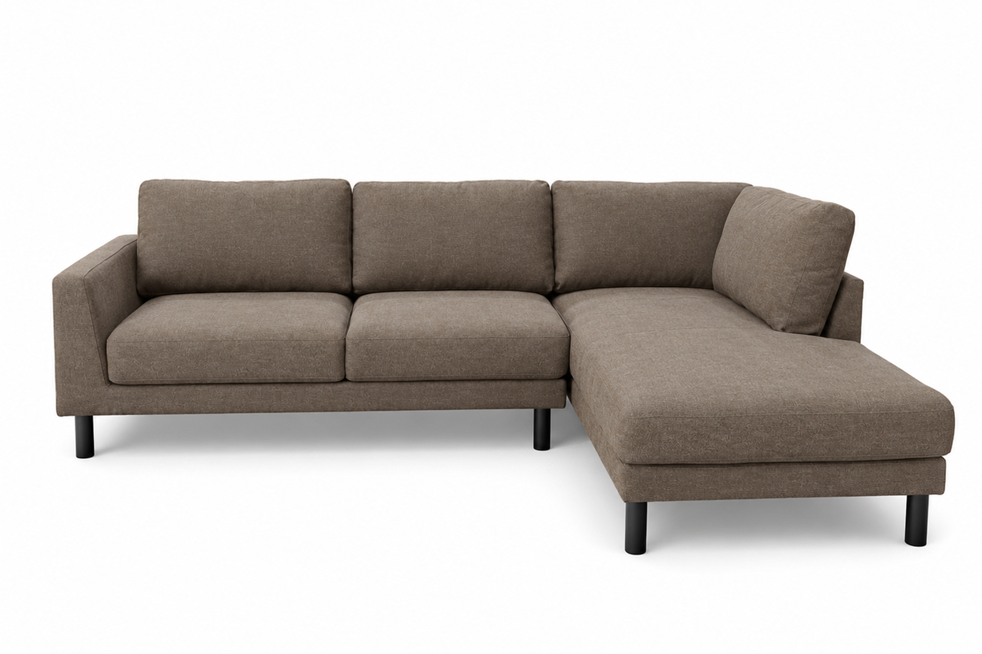 Frida 3 seter sofa sjeselong høyre Brun, Sorte metall bein miniatyr 2