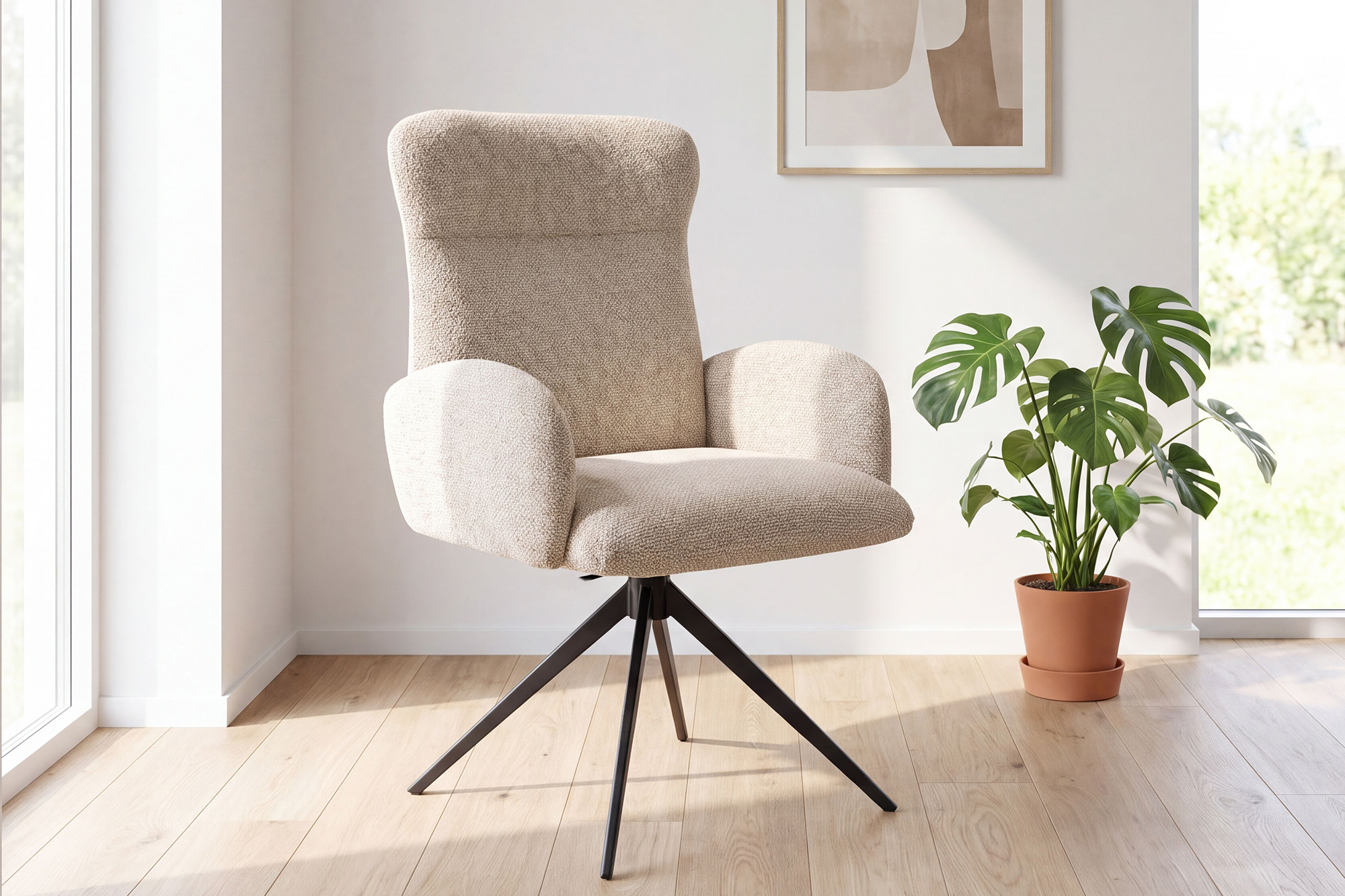 Sara Spisestol Med Sving Og Regulerbar Rygg Beige