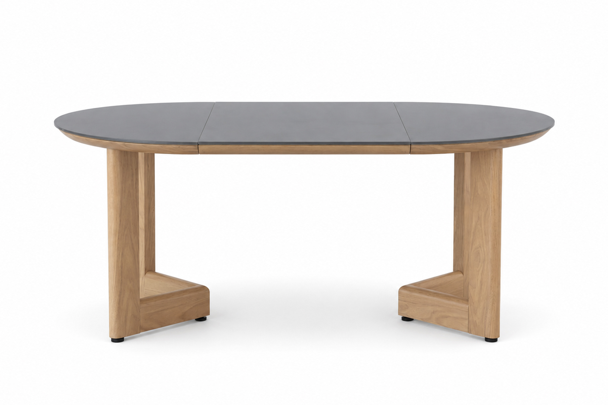 Une rundt uttrekk Loungebord D80-182xH55cm Teak Oakshield aluminium bordplate Varmgrå Granitt Sinterstone 2 ileggsplater miniatyr 3