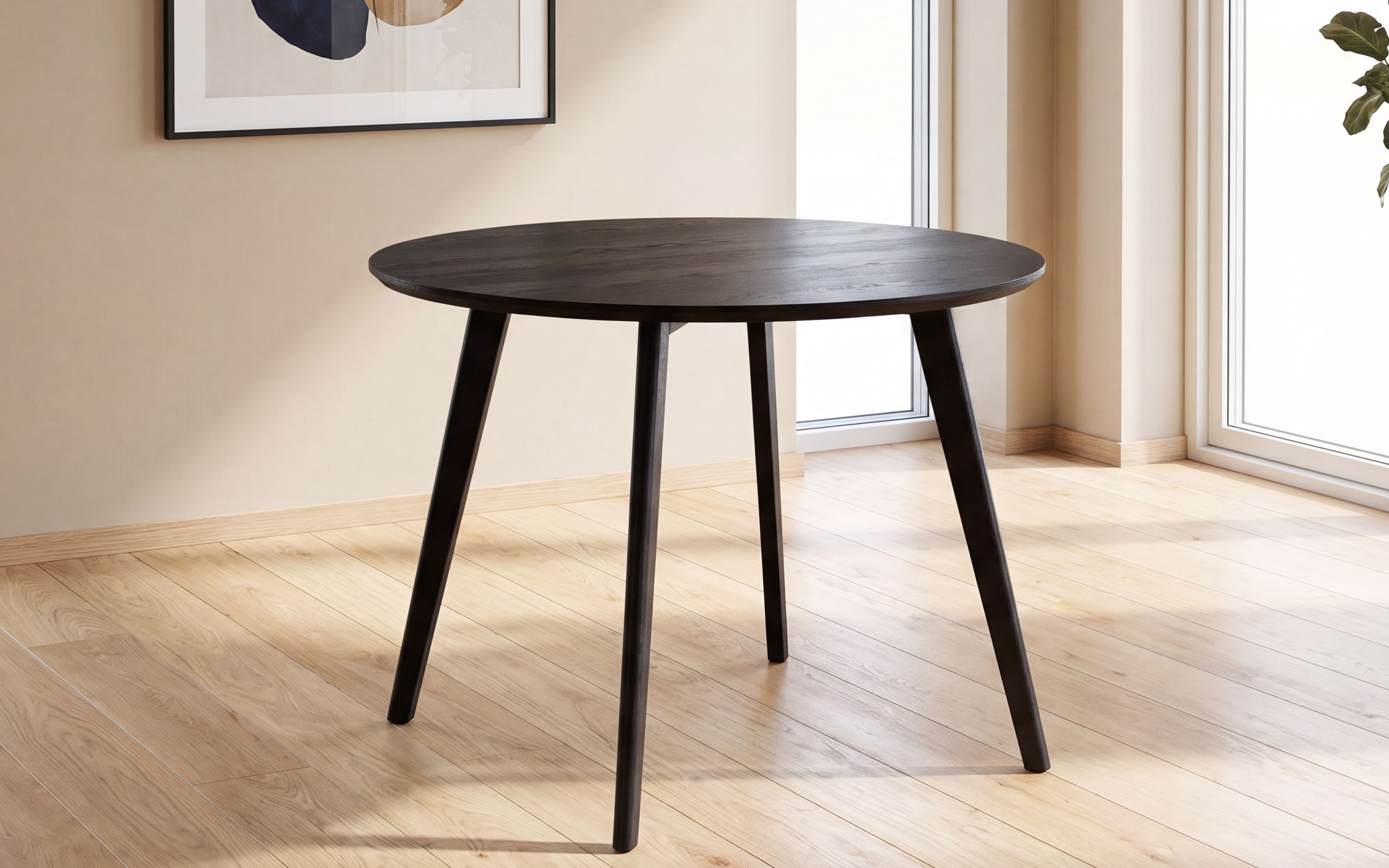 Linnea Rundt Uttrekk Spisebord Dia100-180 x H76cm Sort