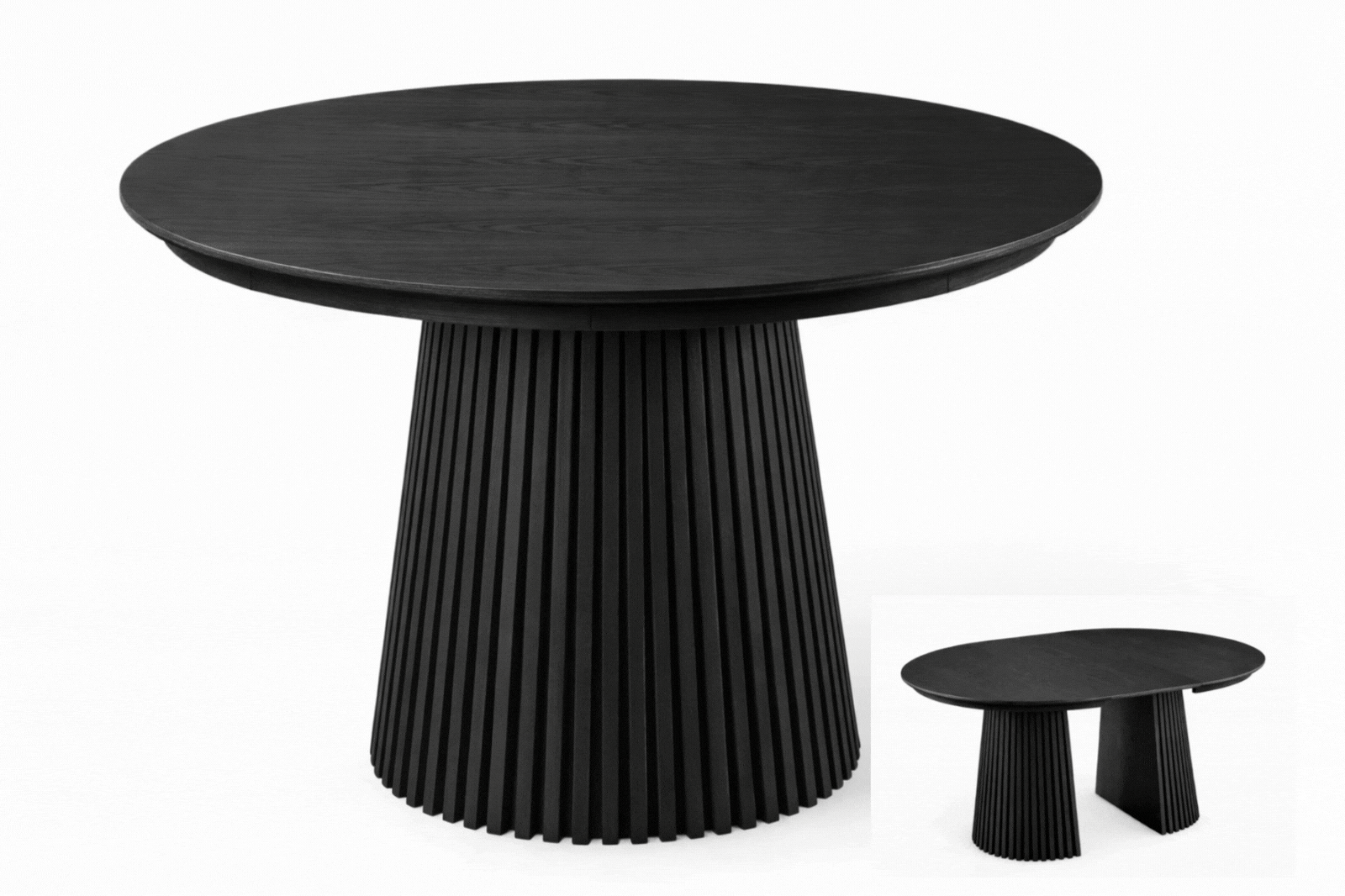 Olivia spisegruppe D120-200 sort med 4 Tove spisestoler