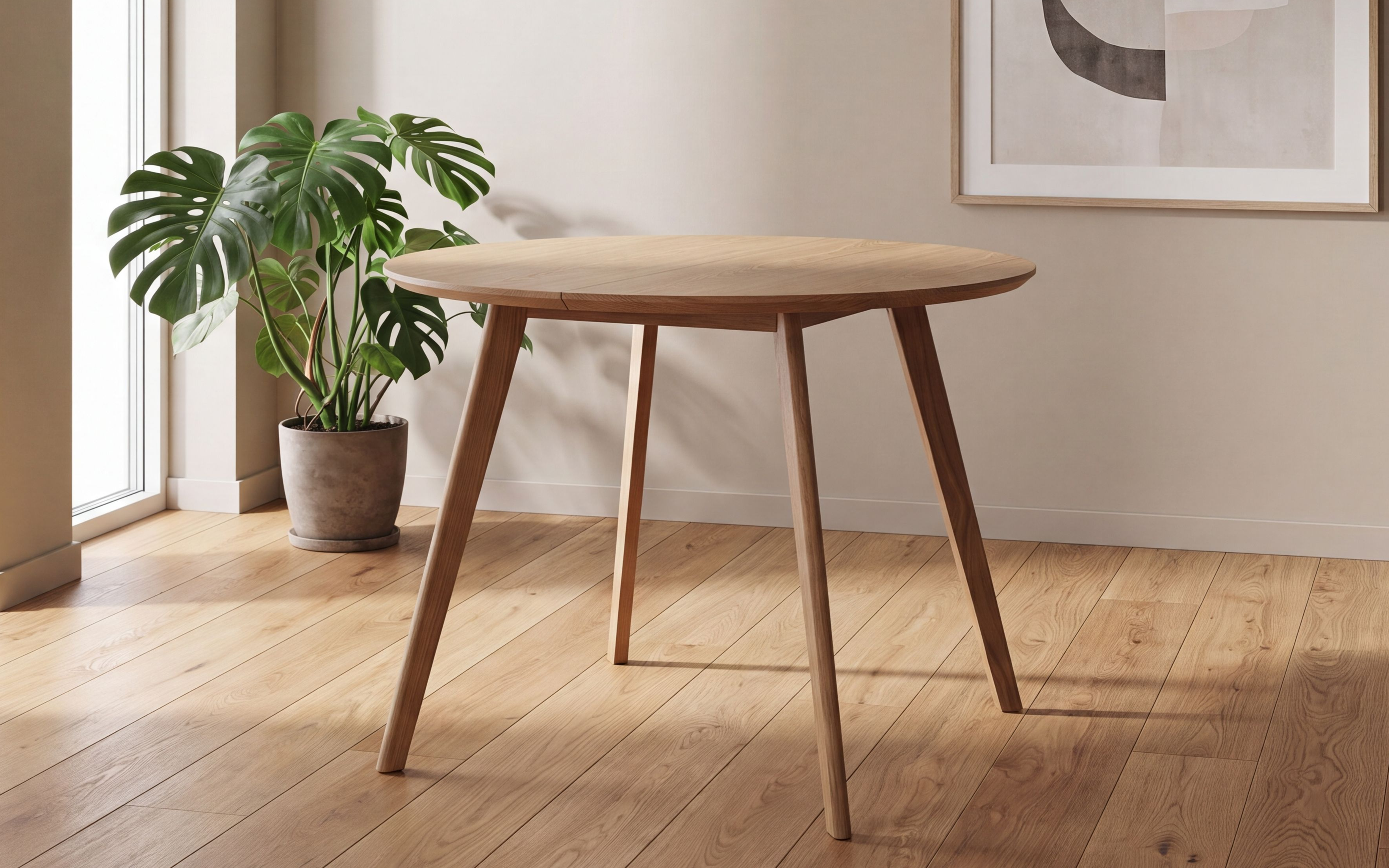 Linnea Rundt Uttrekk Spisebord Dia100-180 x H76cm Natur