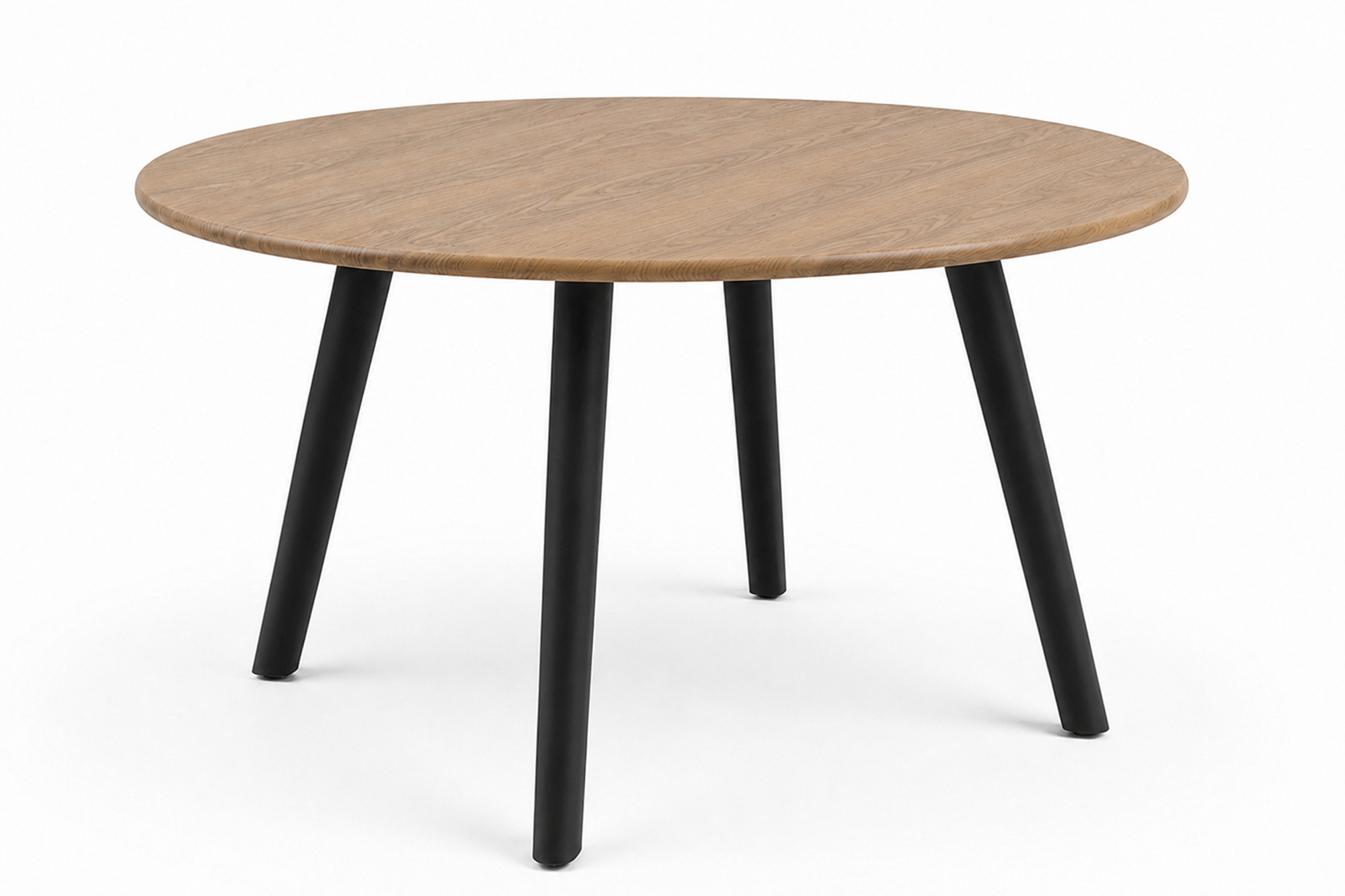 Lind rundt Spisebord D130x72 Koks bein og Teak OakShield aluminium bordplate