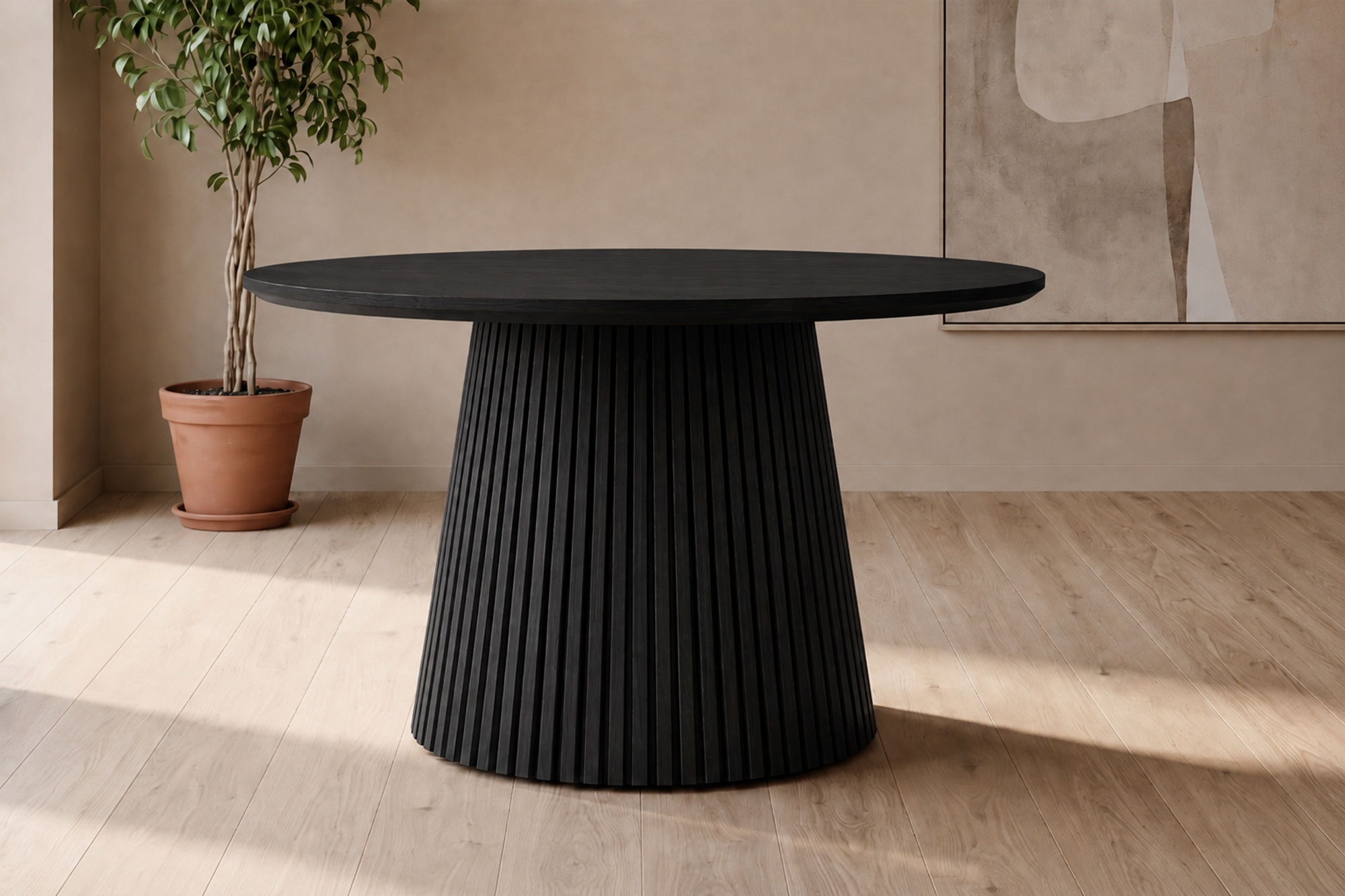 Olivia Rundt Uttrekk Spisebord Dia135-400 x H75cm Sort