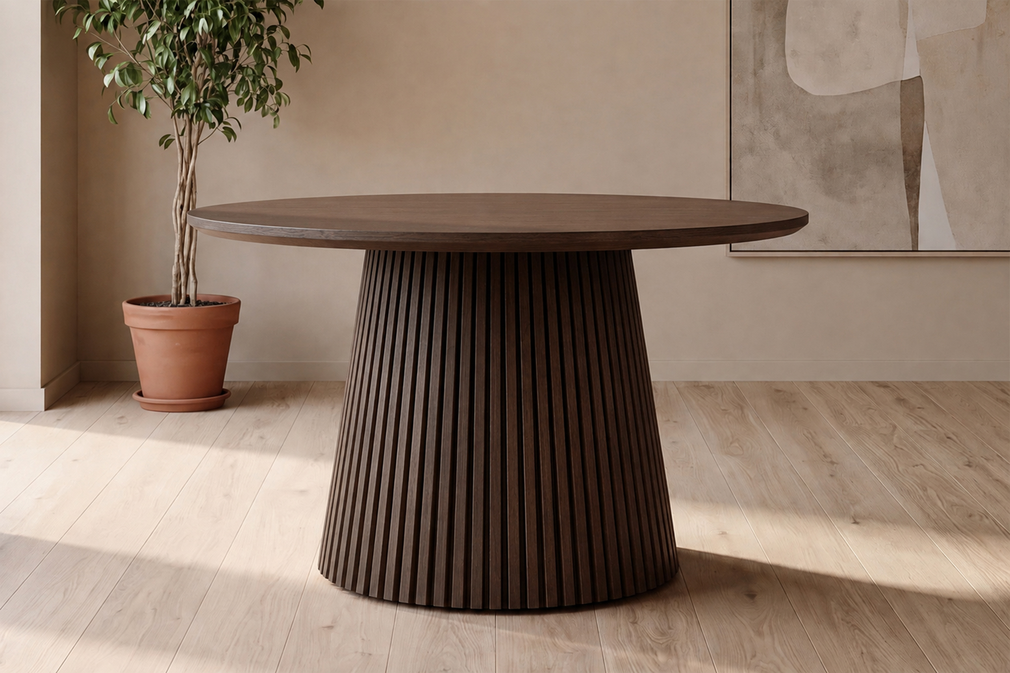 Olivia Rundt Uttrekk Spisebord Dia135-400 x H75cm Røkt
