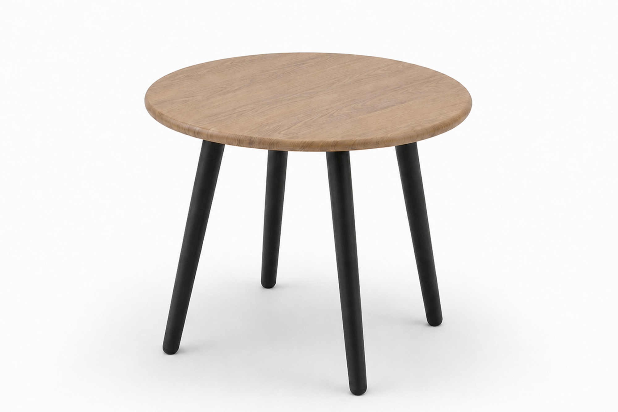 Lind rundt lounge bord D60x51 Koks bein og Teak OakShield aluminium top，