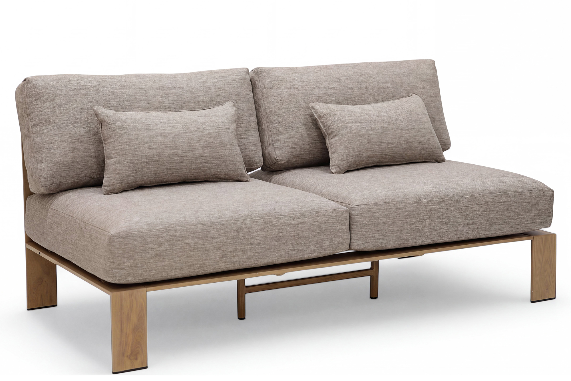 Petter XL sofa Teak OakShield aluminium natur OakTekstil allværspute