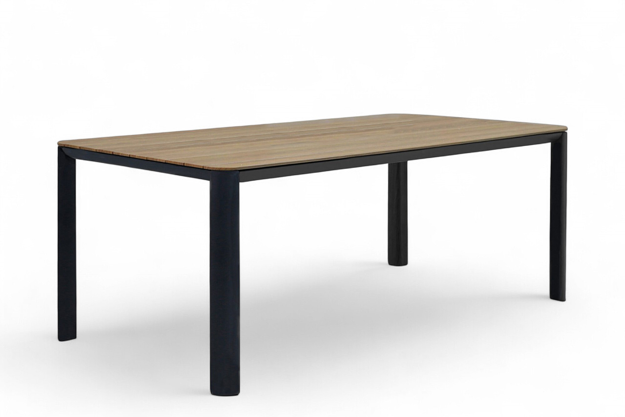 Une Spisebord 200x90 Teak OakShield aluminium bordplate Koks aluminium ramme