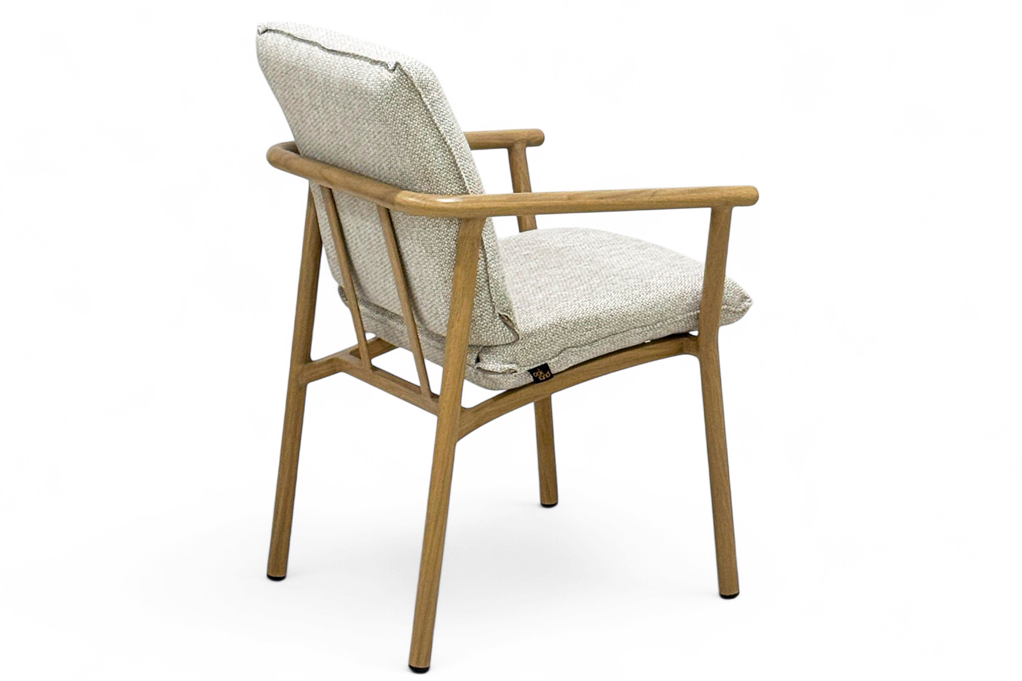 Une Spisestol Teak OakShield aluminium Beige Sunfab pute