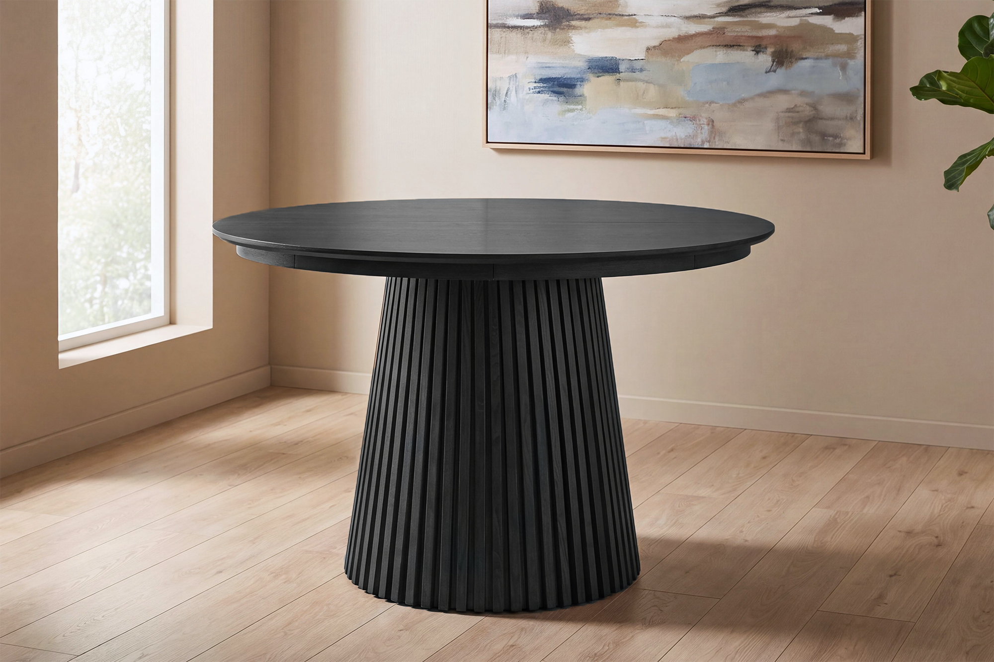 Olivia Rundt Uttrekk Spisebord Dia120-280 x H75cm Sort