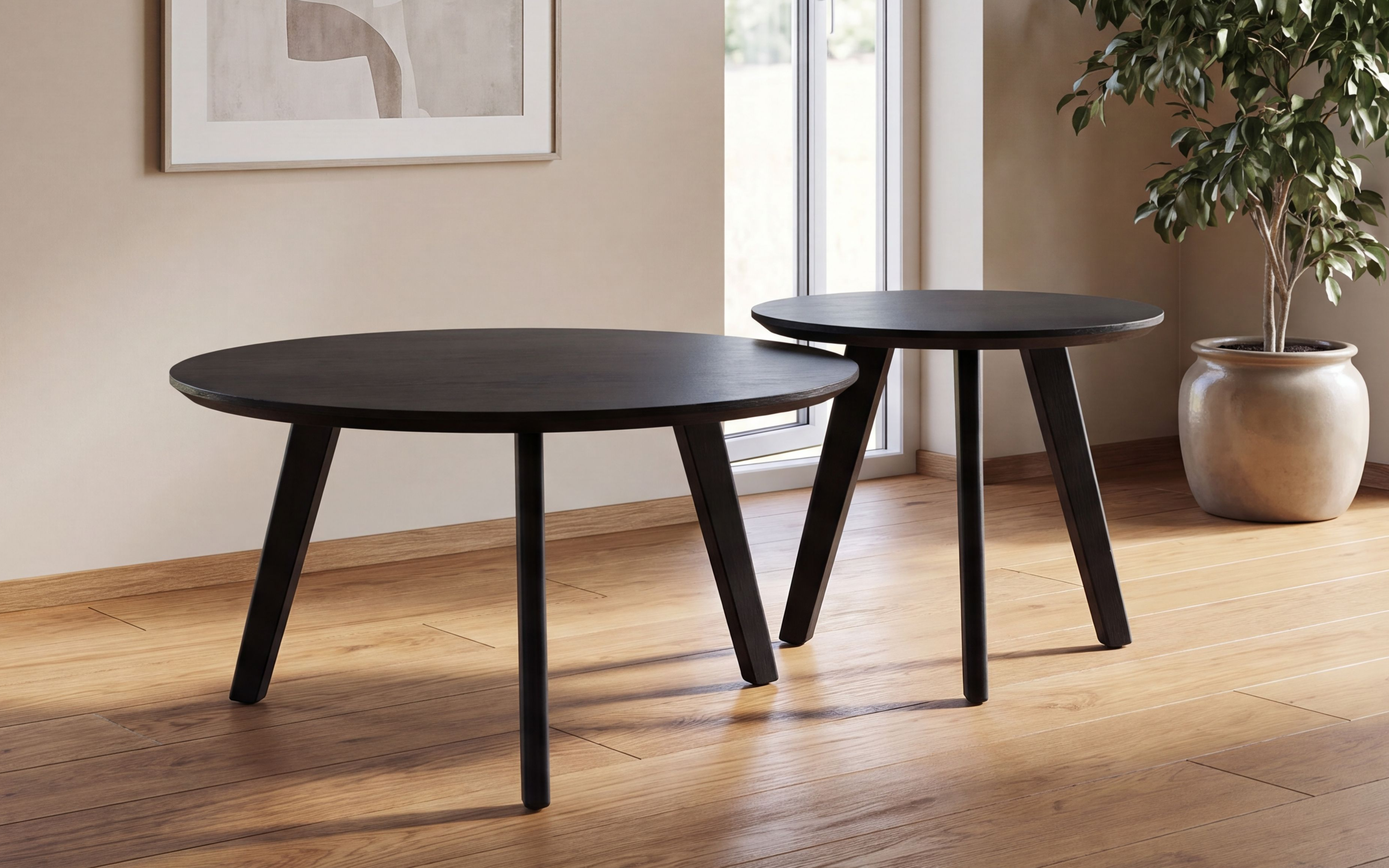 Sander Loungebord Sett D80 og D50cm Sort