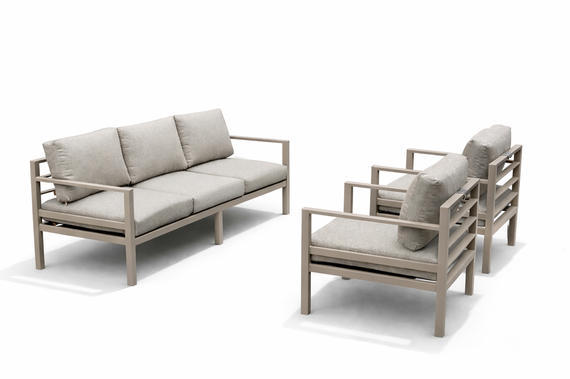Adelaide Sofa Hagegruppe 3+1+1 Muskat aluminium Mørk Natur puter