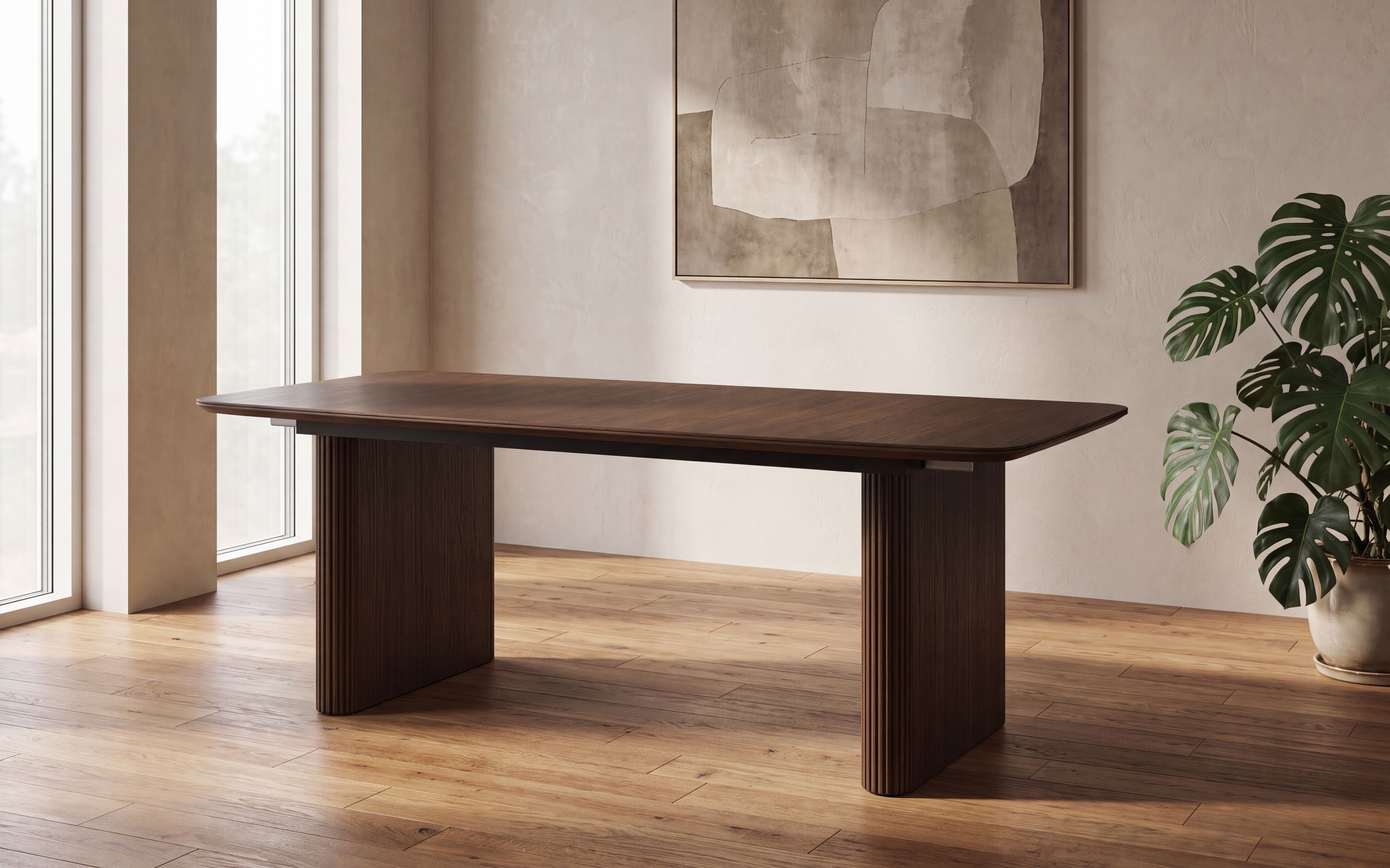 Birk Uttrekk Spisebord 200-255 x 100 x H76cm Røkt