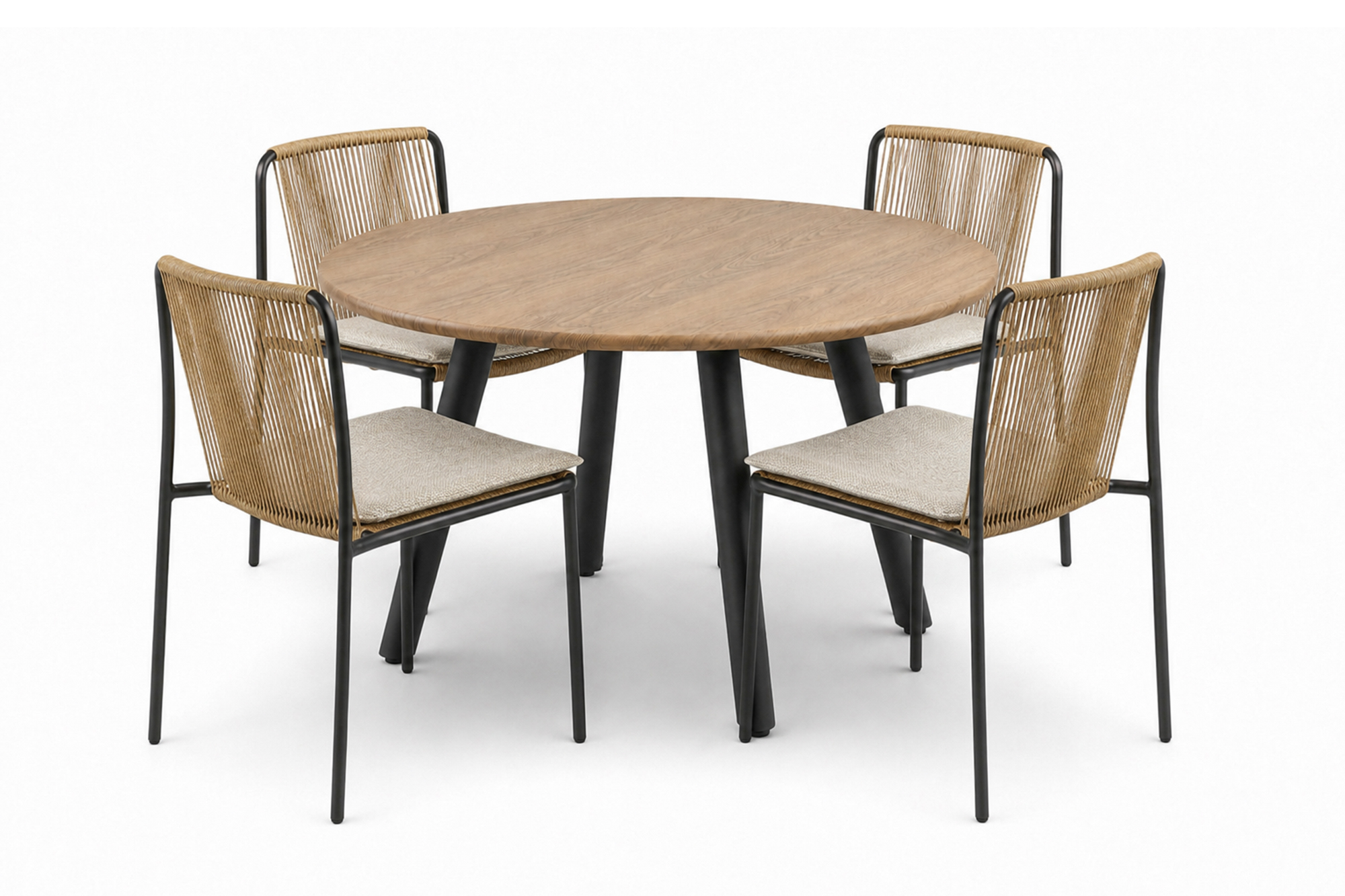 Lind rund spisegruppe D110 Oakshield-Koks med 4 Ella spisestoler
