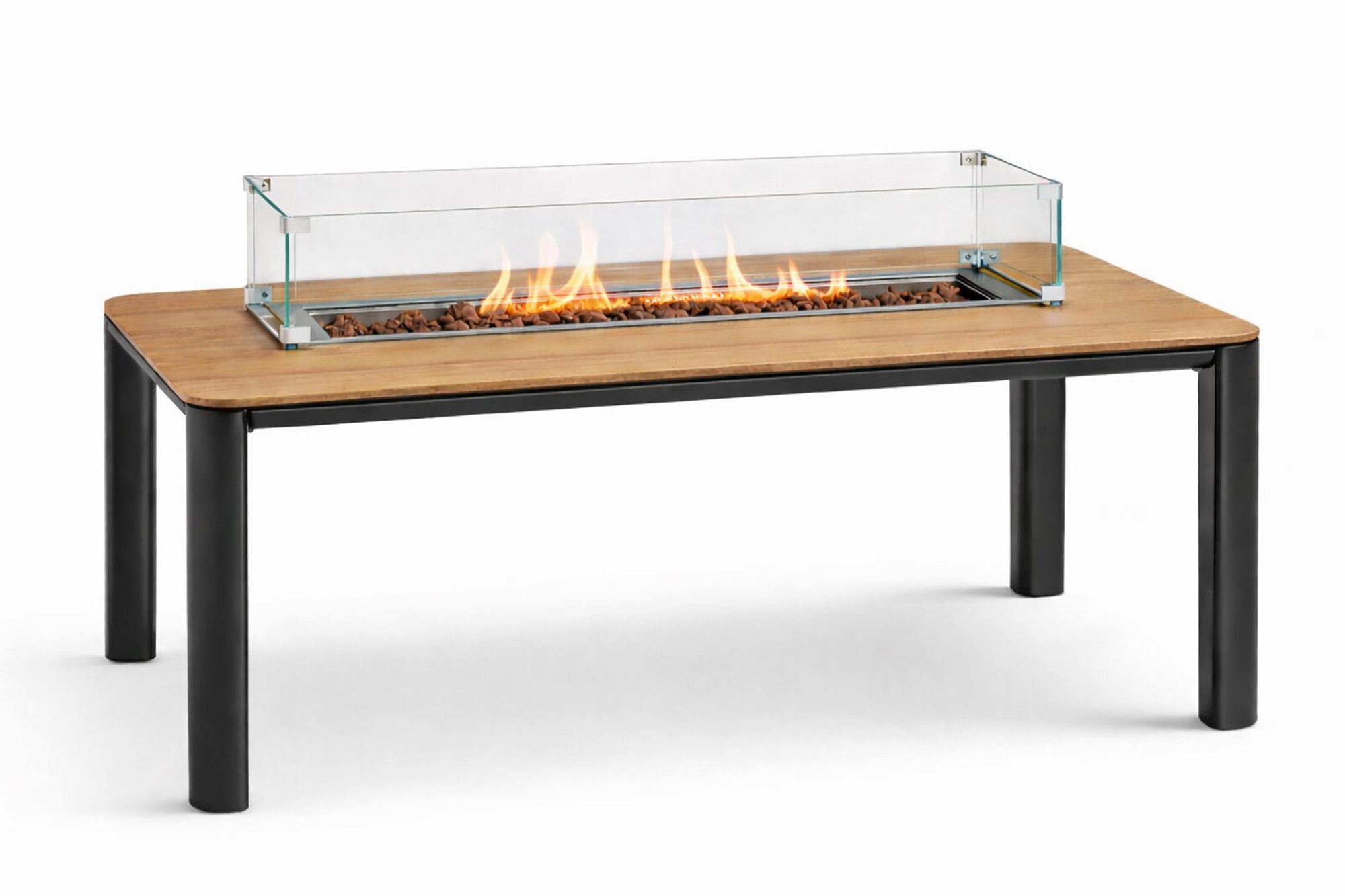 Une Peisbord 140x85cm Koks med Teak OakShield aluminium bordplate