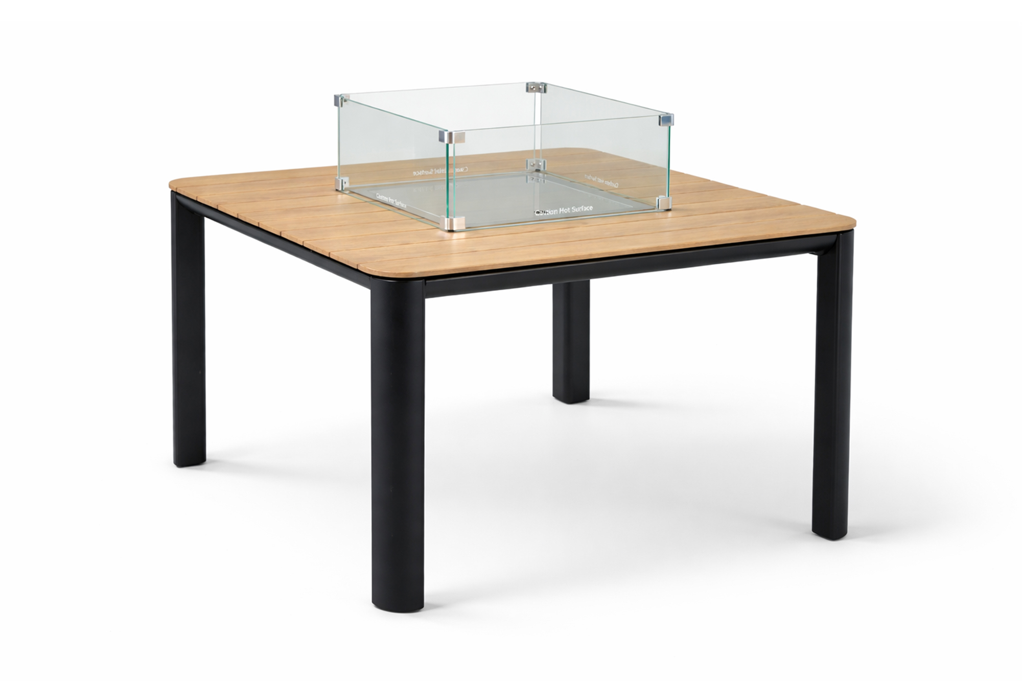 Une Peisbord 100x100cm Koks med Teak OakShield aluminium bordplate
