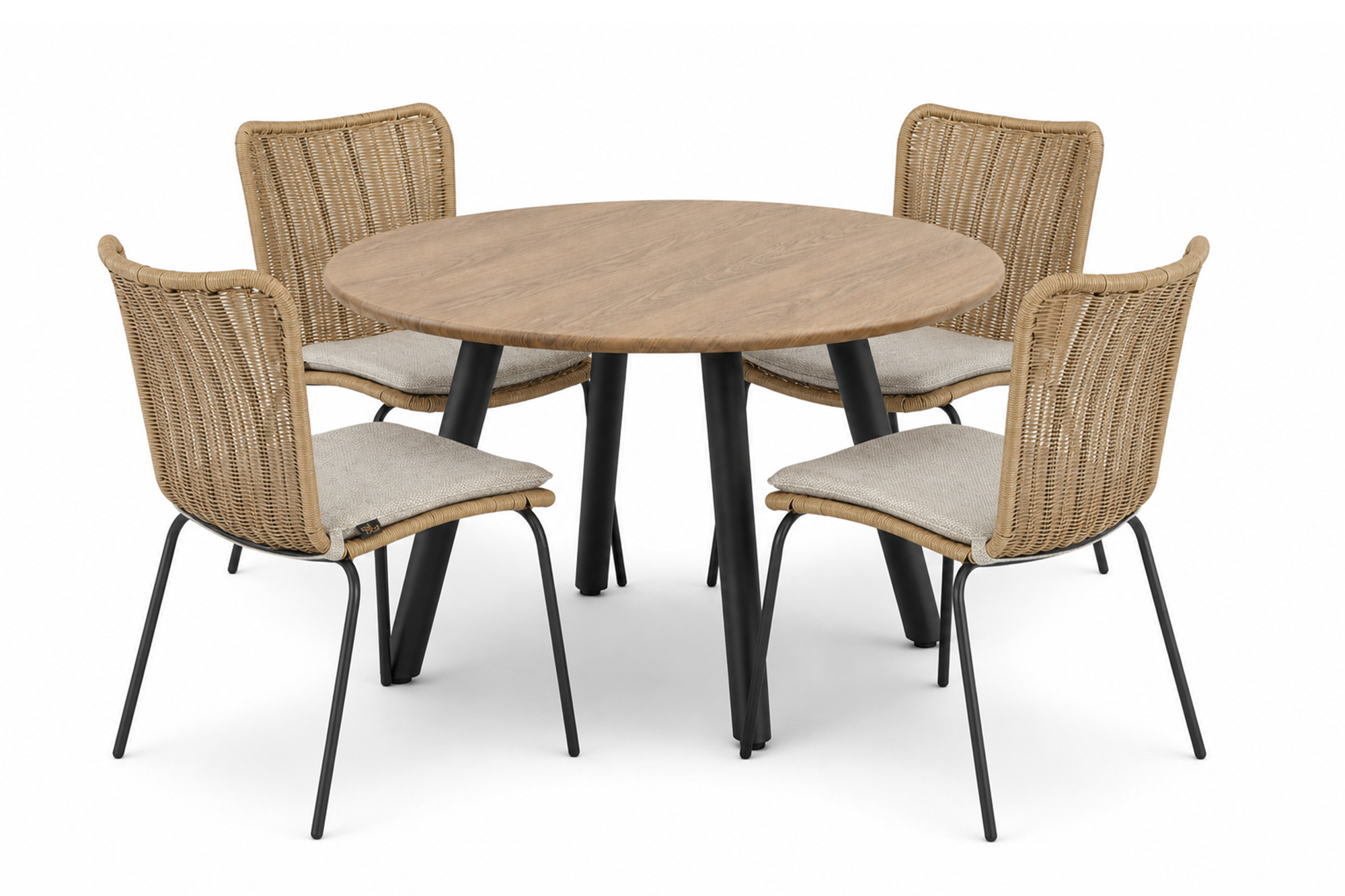 Lind rund spisegruppe D110 Oakshield-Koks med 4 Verona spisestoler