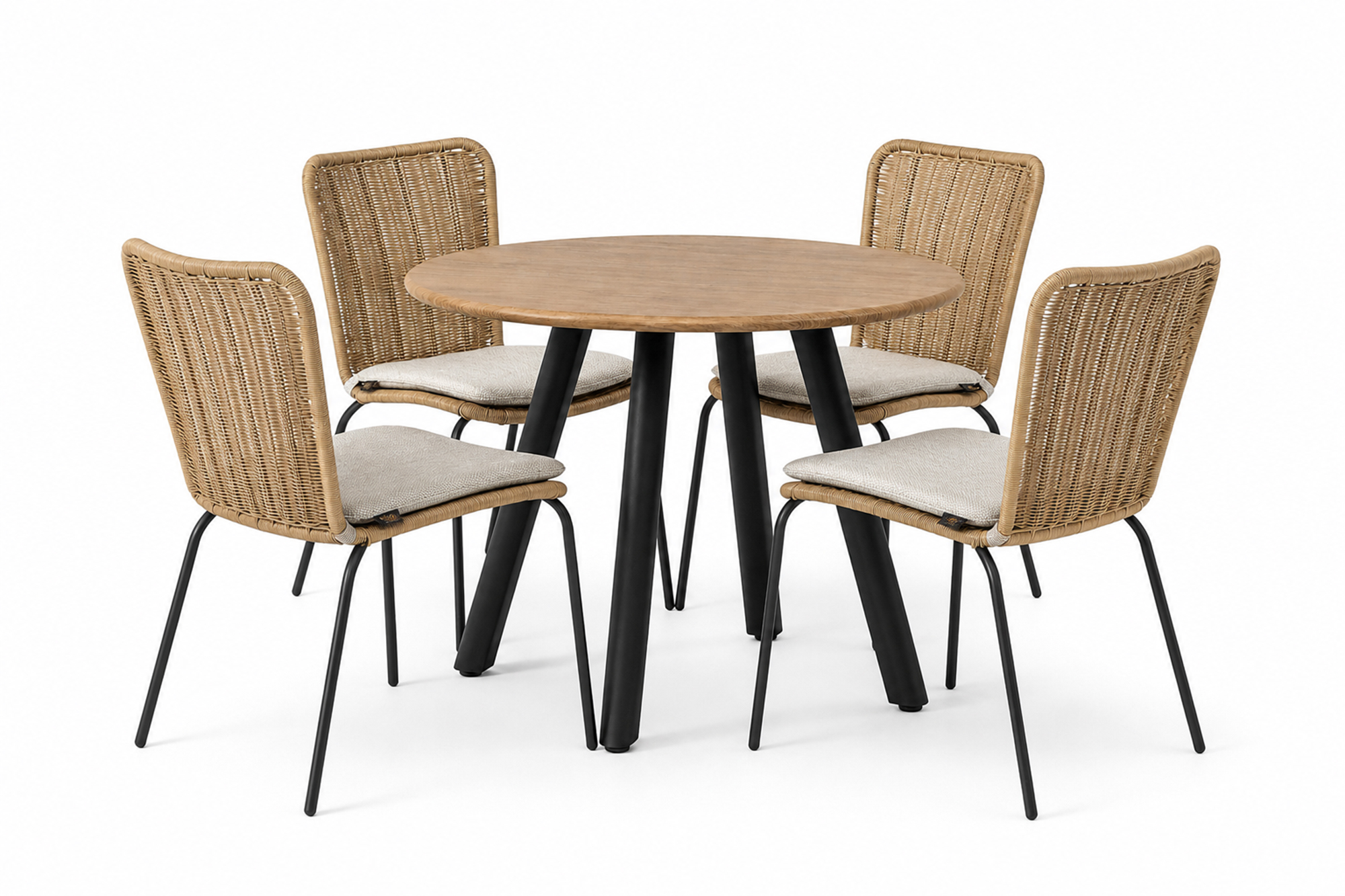 Lind rund spisegruppe D90 Oakshield-Koks med 4 Verona spisestoler