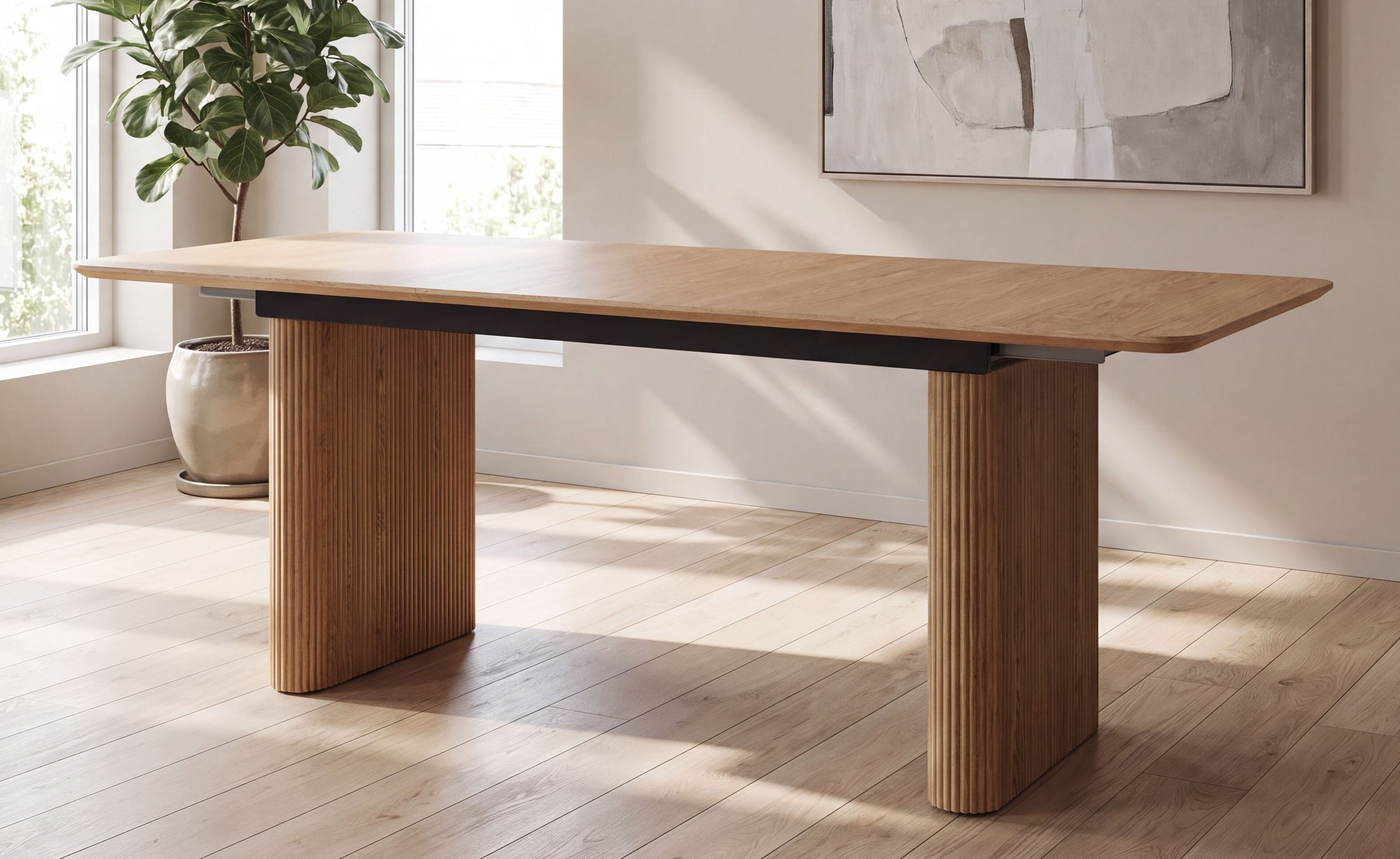 Birk Uttrekk Spisebord 200-255 x 100 x H76cm Natur