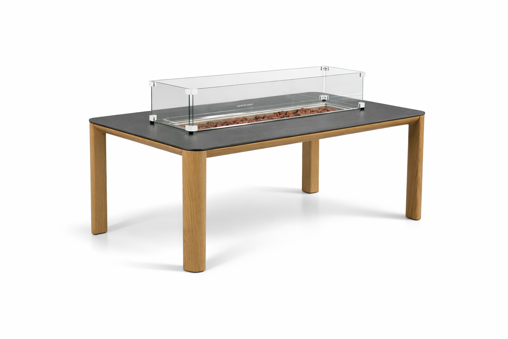 Une Peisbord 140x85cm Koks med Teak OakShield aluminium bordplate