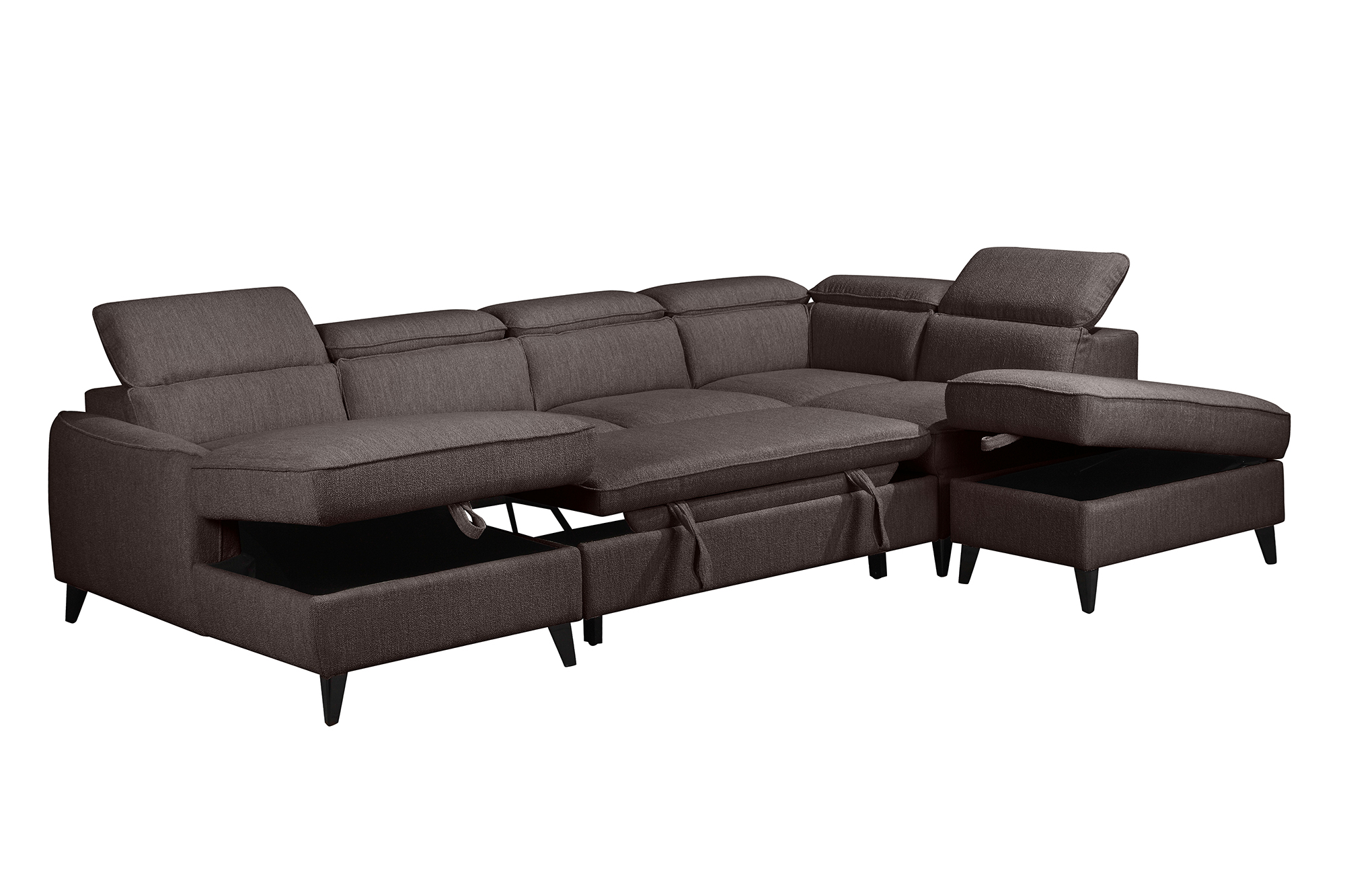 Edvin U-Sovesofa Med Oppbevaring Brun miniatyr 2