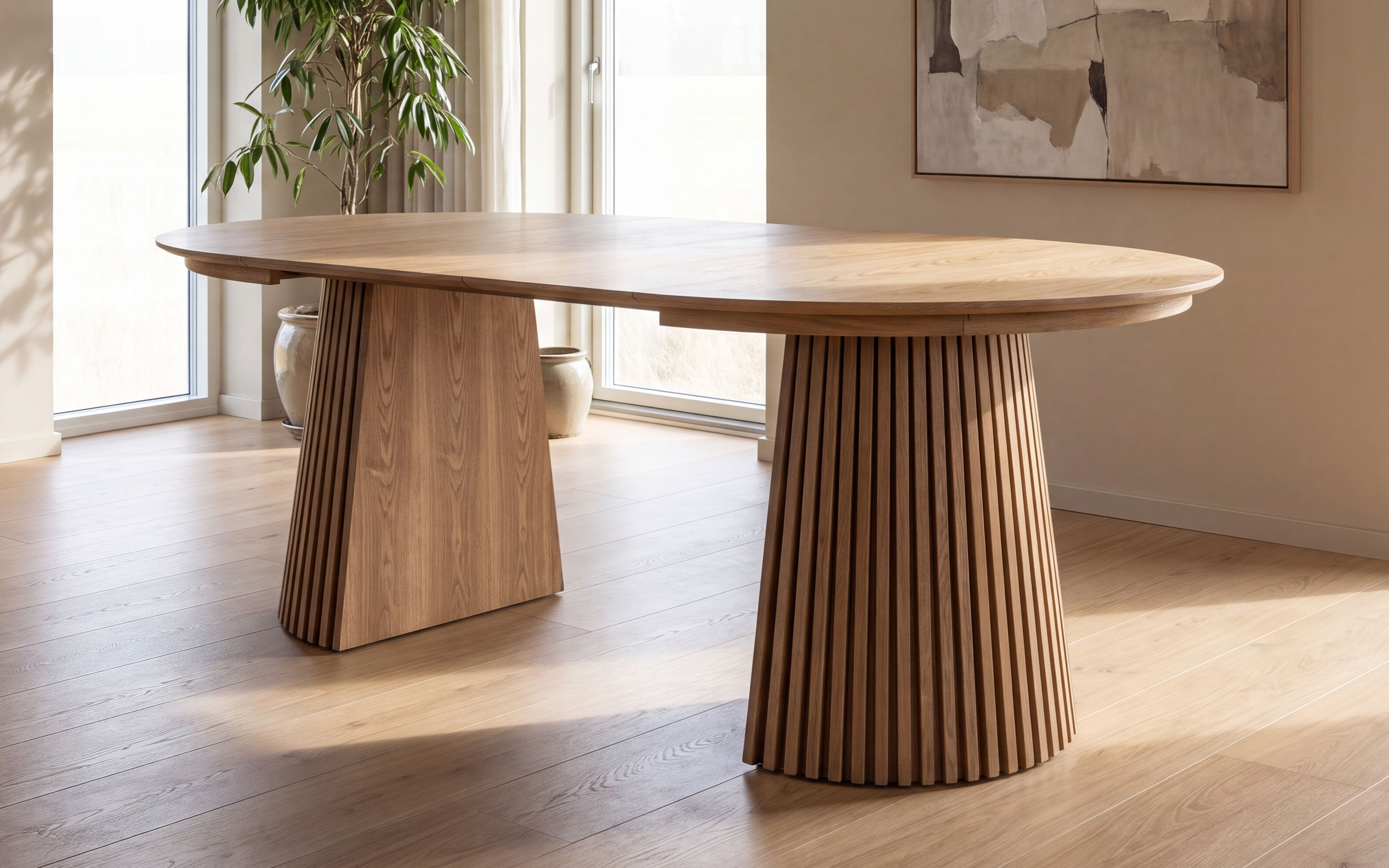 Olivia Rundt Uttrekk Spisebord Dia120-200 x H75cm Natur
