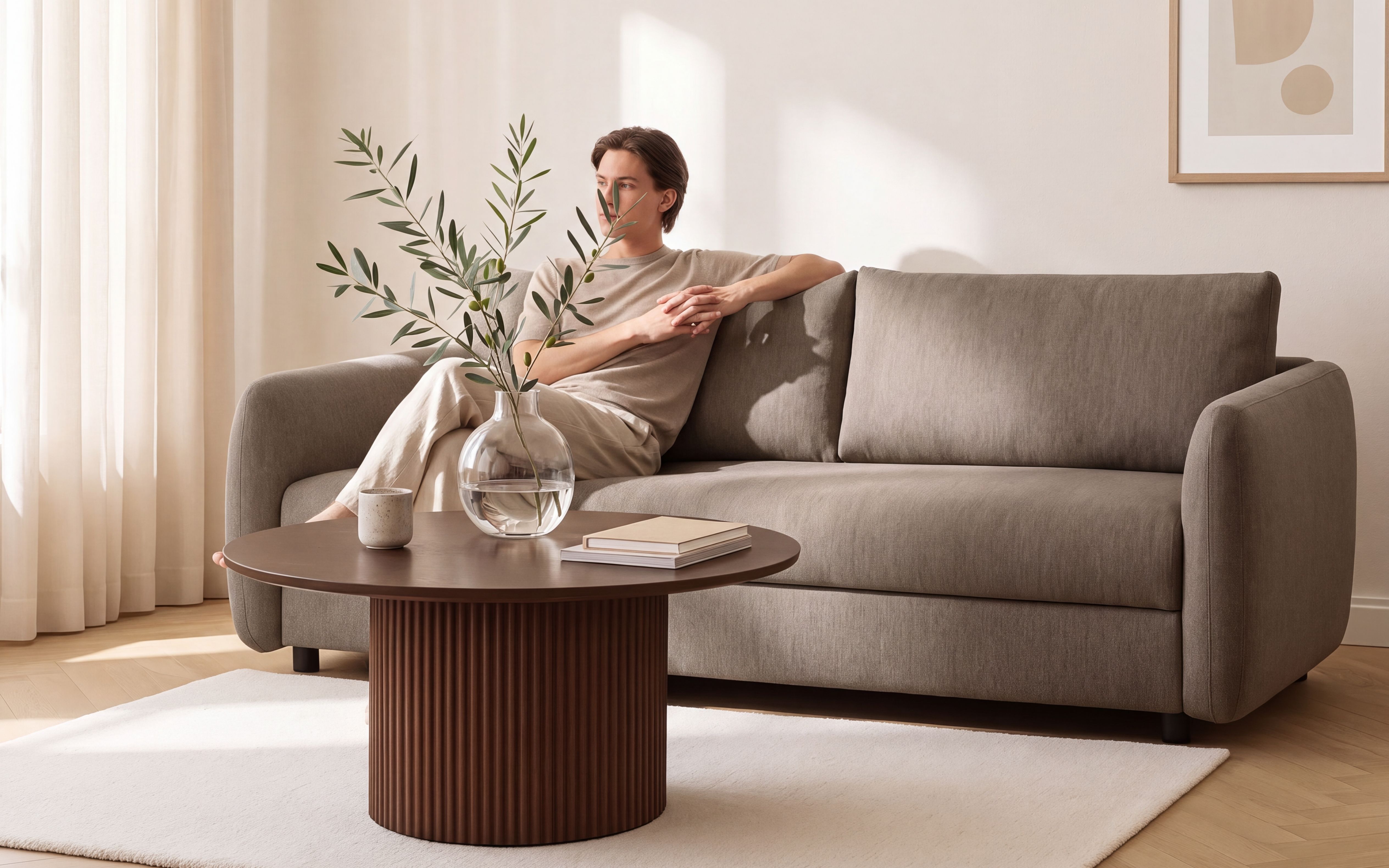 Kasper 3 seter Sovesofa Brun