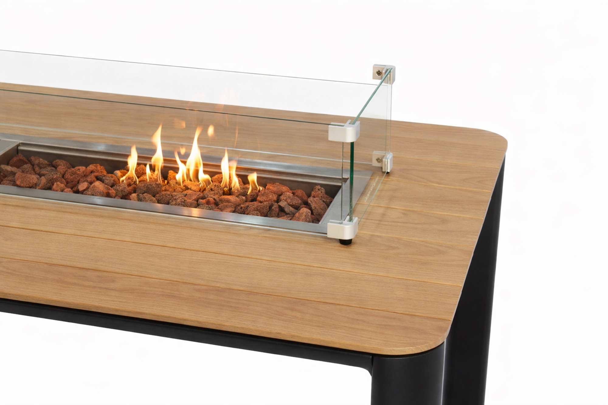 Une Peisbord 140x85cm Koks med Teak OakShield aluminium bordplate