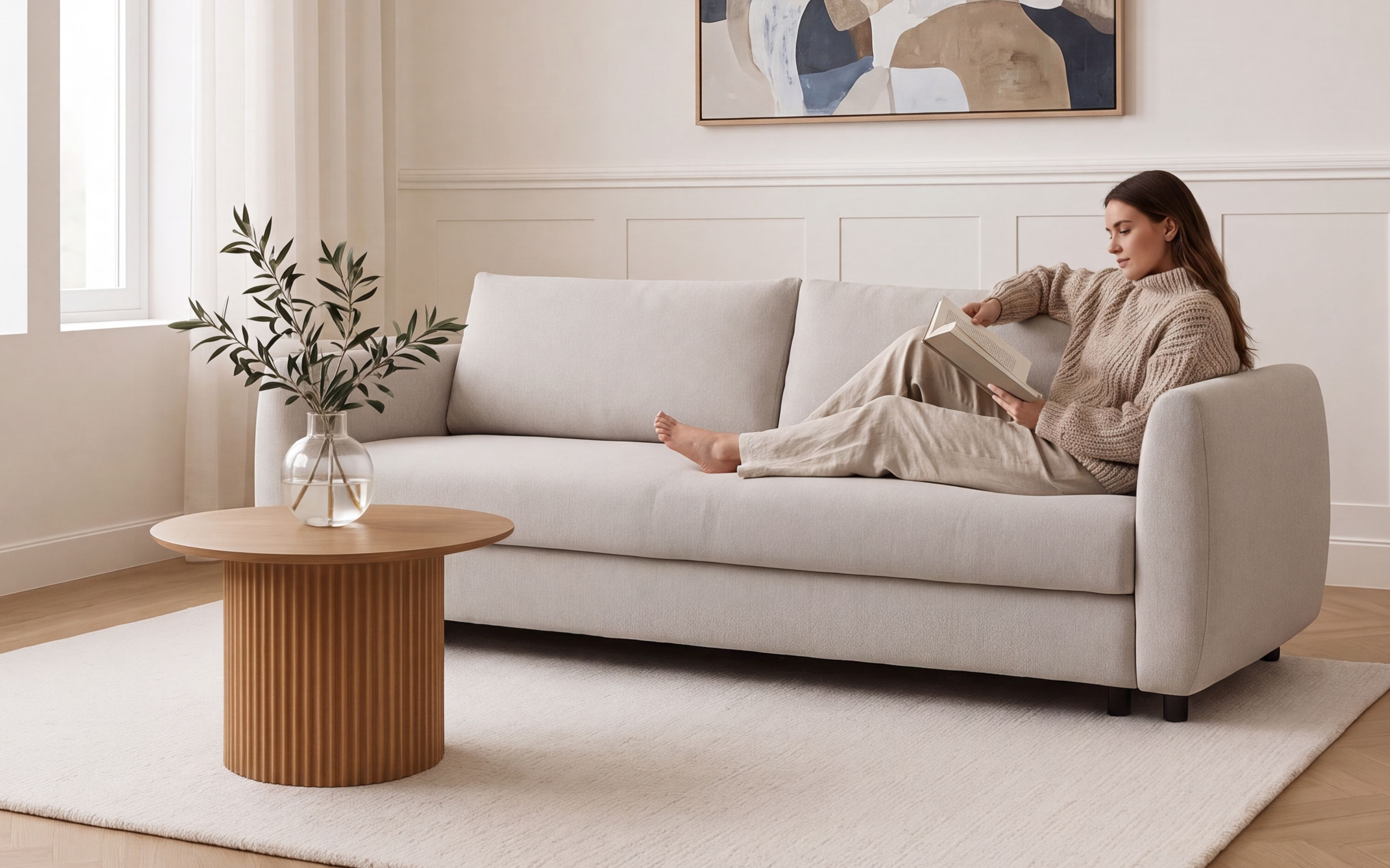 Kasper 3 seter Sovesofa Beige
