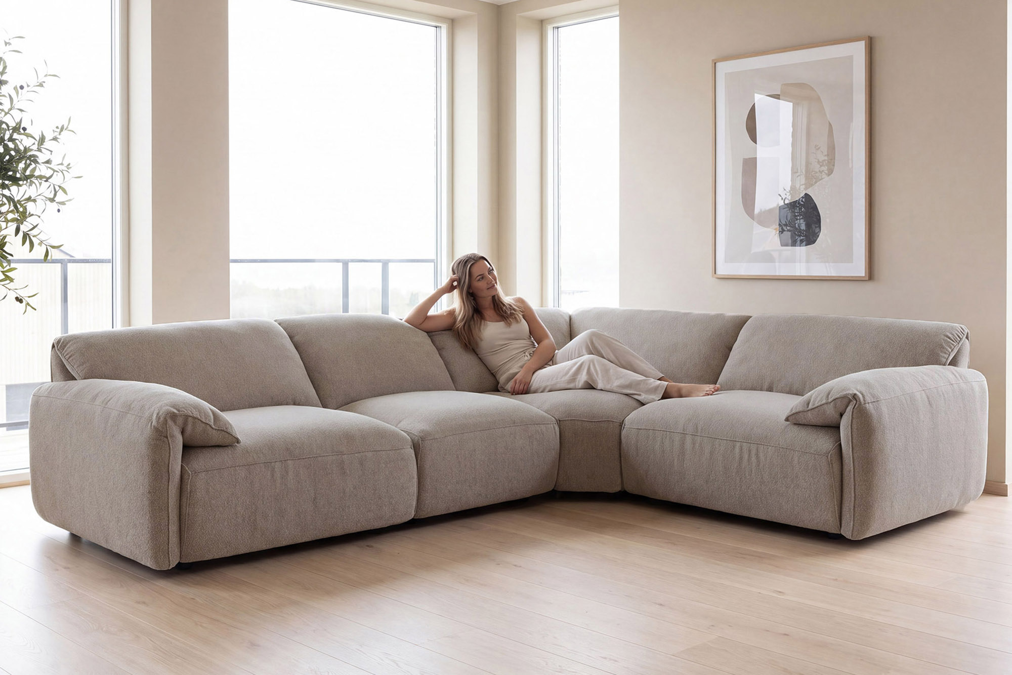 Sydney Vendbar Hjørnesofa 240x318 Mørk beige miniatyr 2