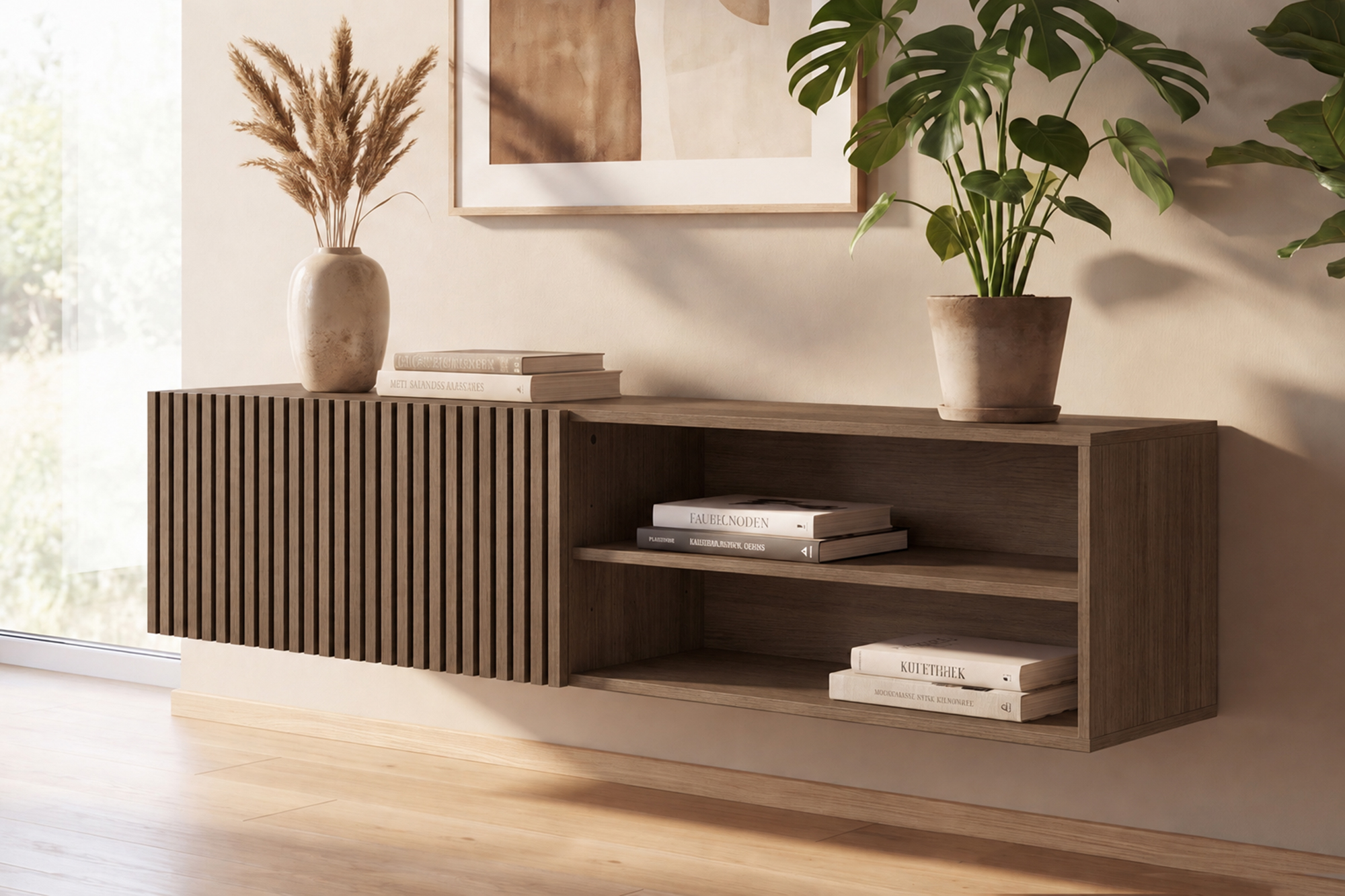 Mats Vegghengt Tv-benk Røkt 160x30xH40