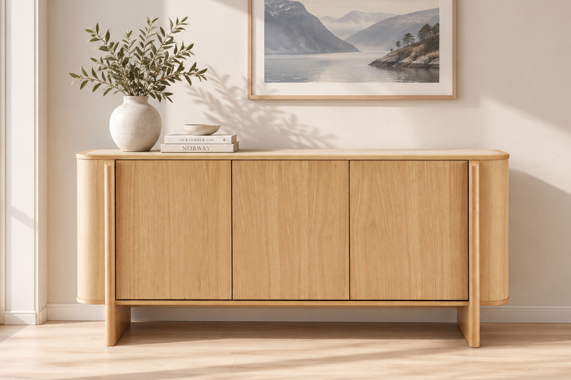 Noor Skjenk Med Sinterstone Topp Natur Eik 160x42xH75